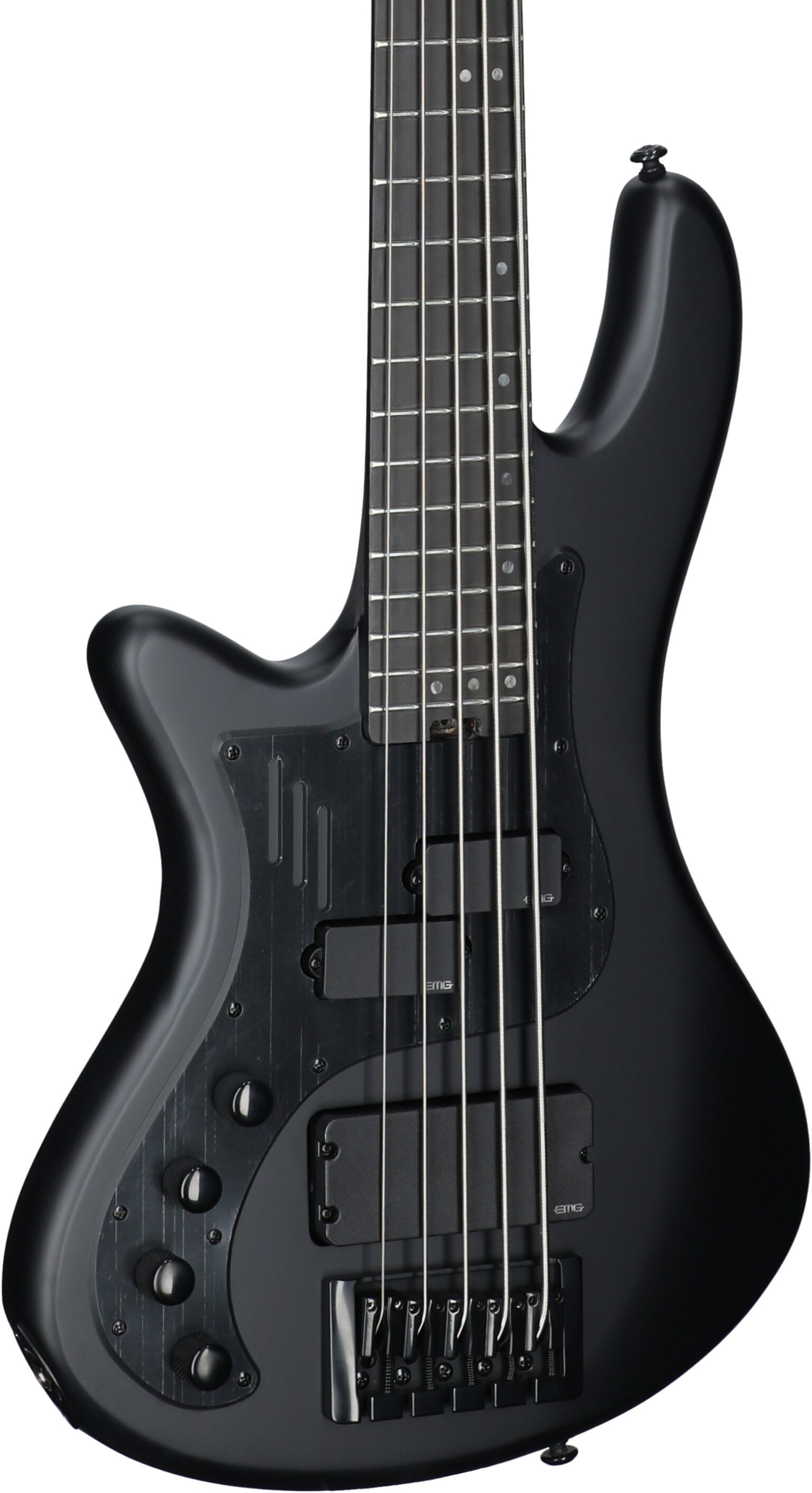 Schecter Stiletto Stealth-5 Pro Electric Bass, Left-Handed, Satin Black, Full Left Front