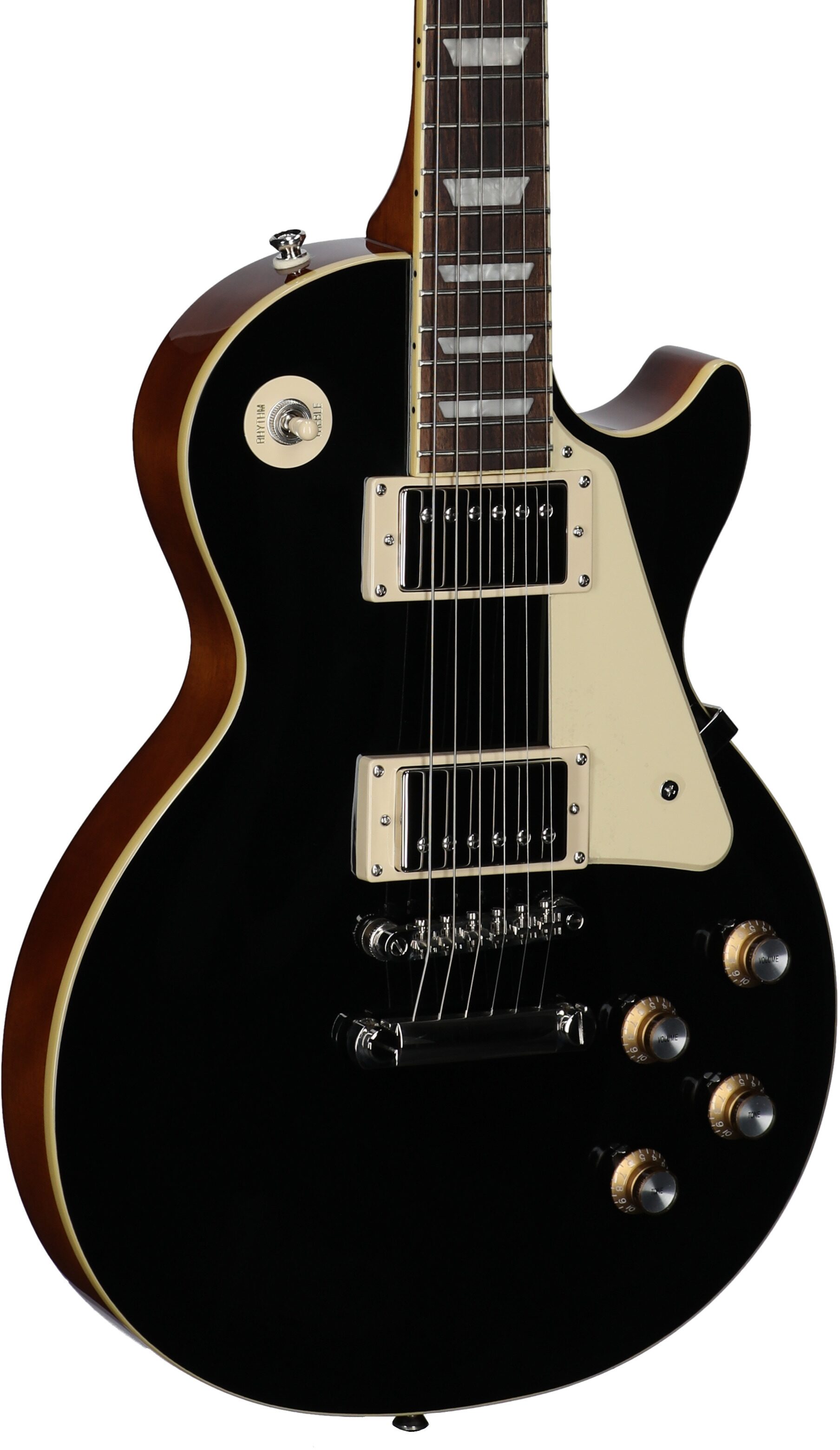 Epiphone Inspired by Gibson Les Paul Standard '60s Electric Guitar (with Gig Bag), Ebony, Full Left Front