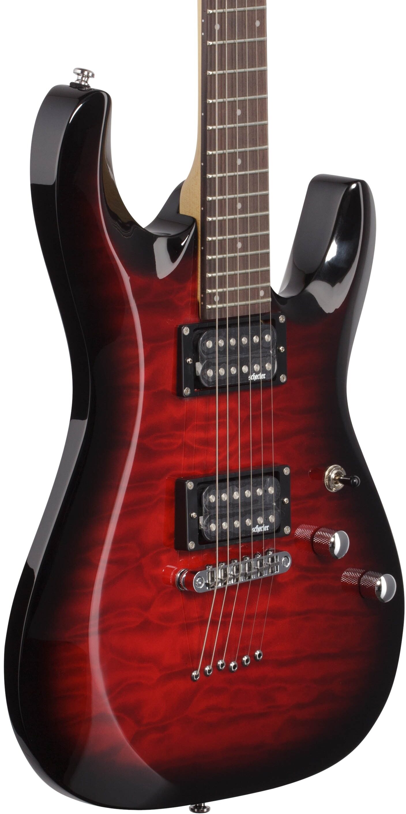 Schecter C-6 Plus Electric Guitar, See Thru Cherry Burst, Full Left Front