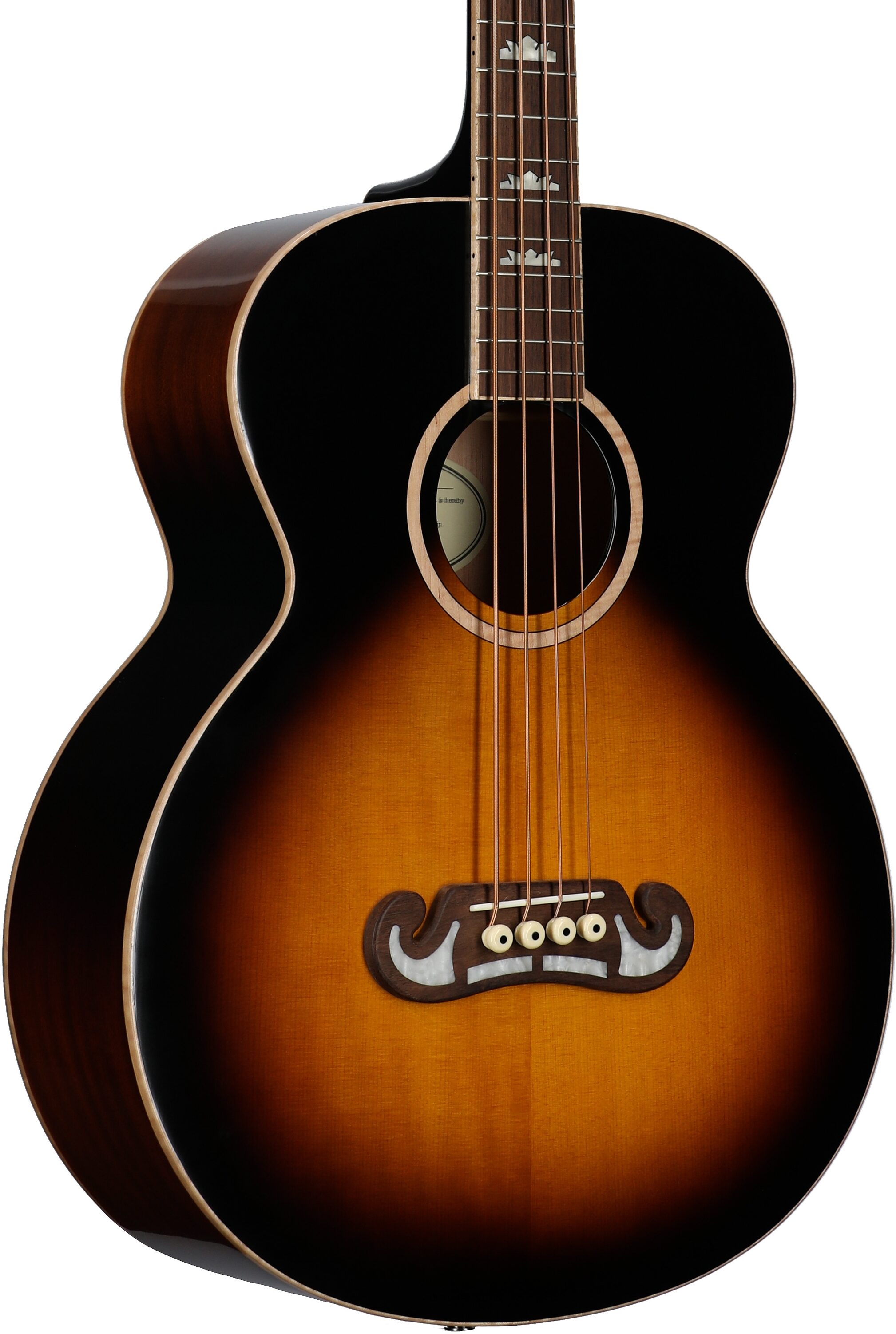 Epiphone El Capitan J-200 Studio Acoustic Electric Bass Guitar, Aged Vintage Sunburst, Full Left Front