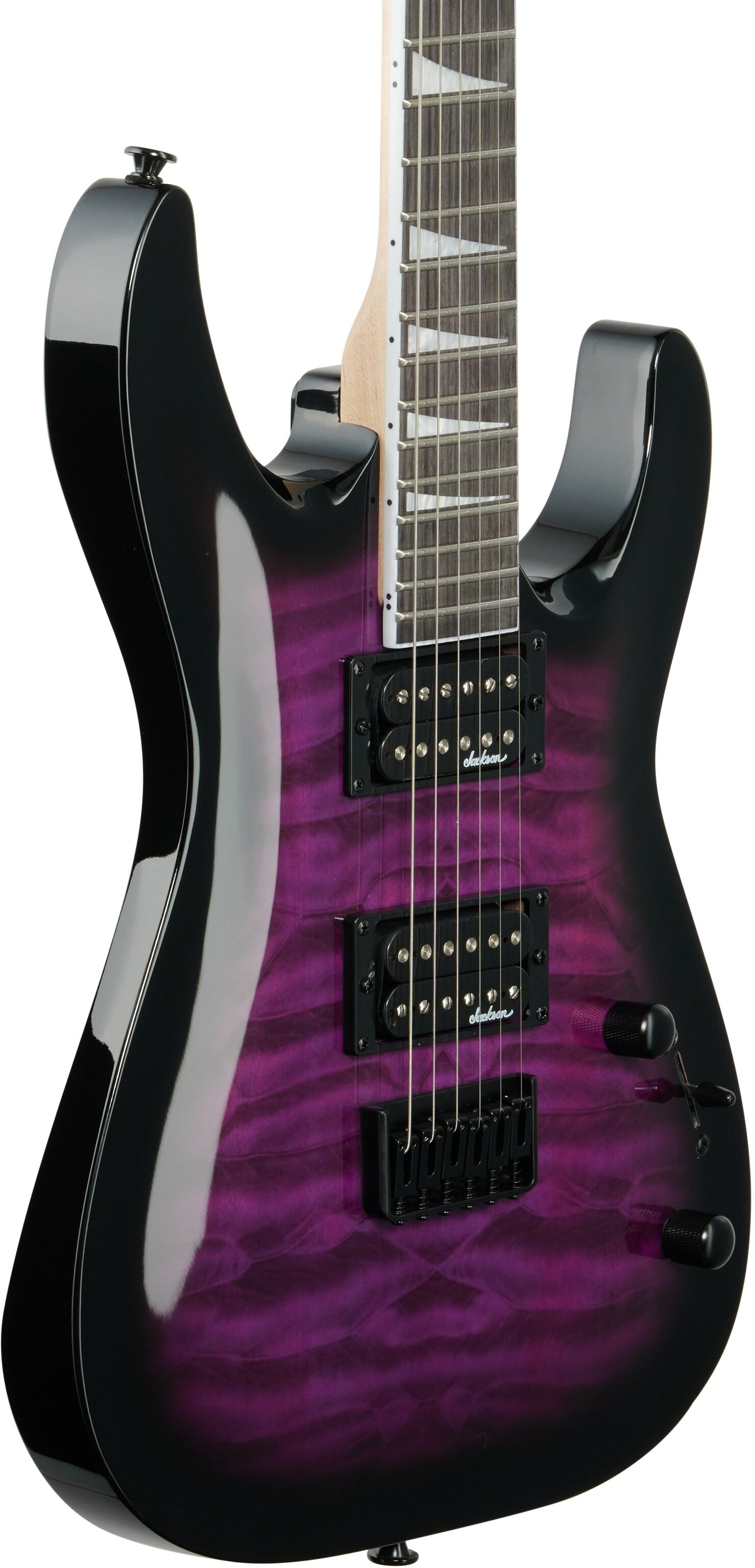 Jackson JS Dinky JS32Q DKAHT Electric Guitar, Transparent Purple Burst, Full Left Front
