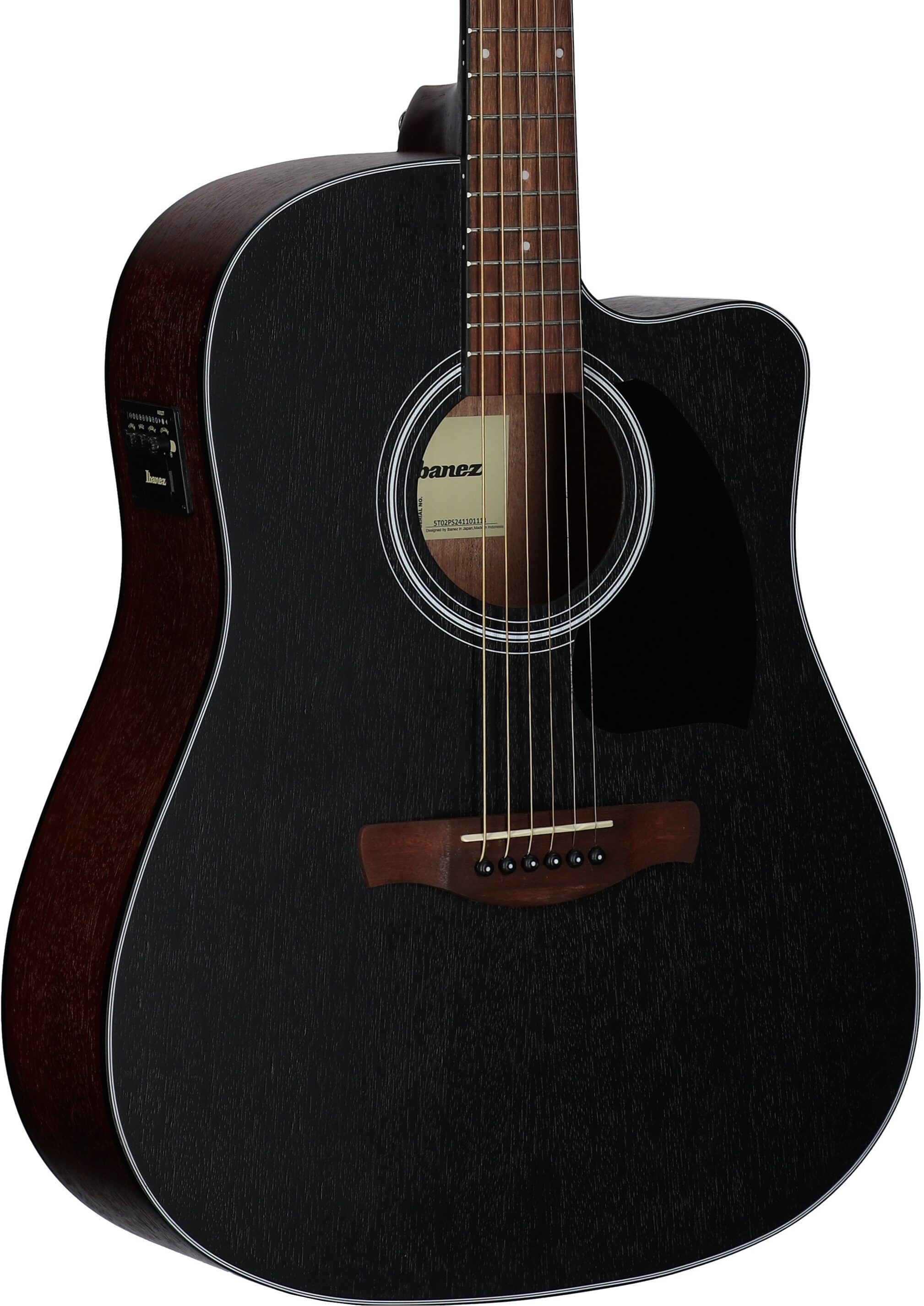 Ibanez PF54CE Acoustic-Electric Guitar, Weathered Black Open Pore, Full Left Front