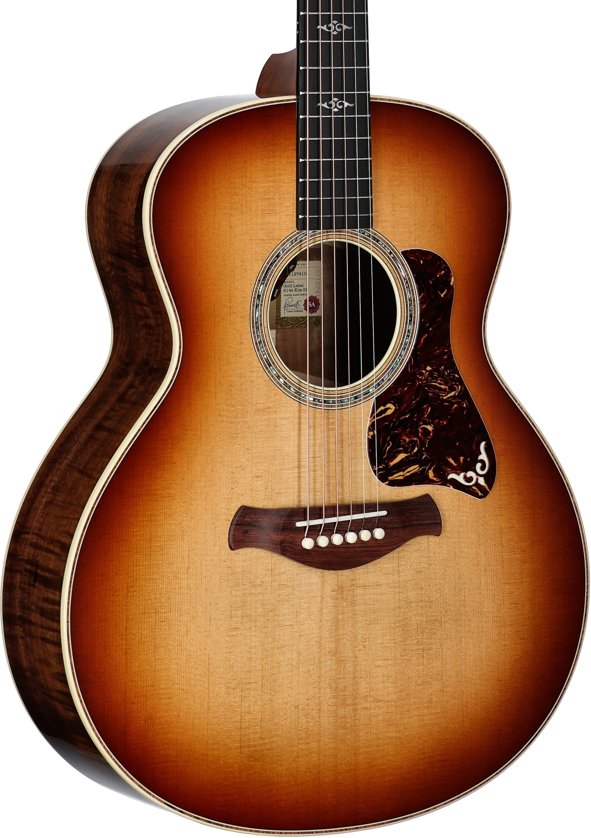 Taylor Gold Label 814e Koa Acoustic-Electric Guitar (with Case), Golden Brown Sunburst, Full Left Front