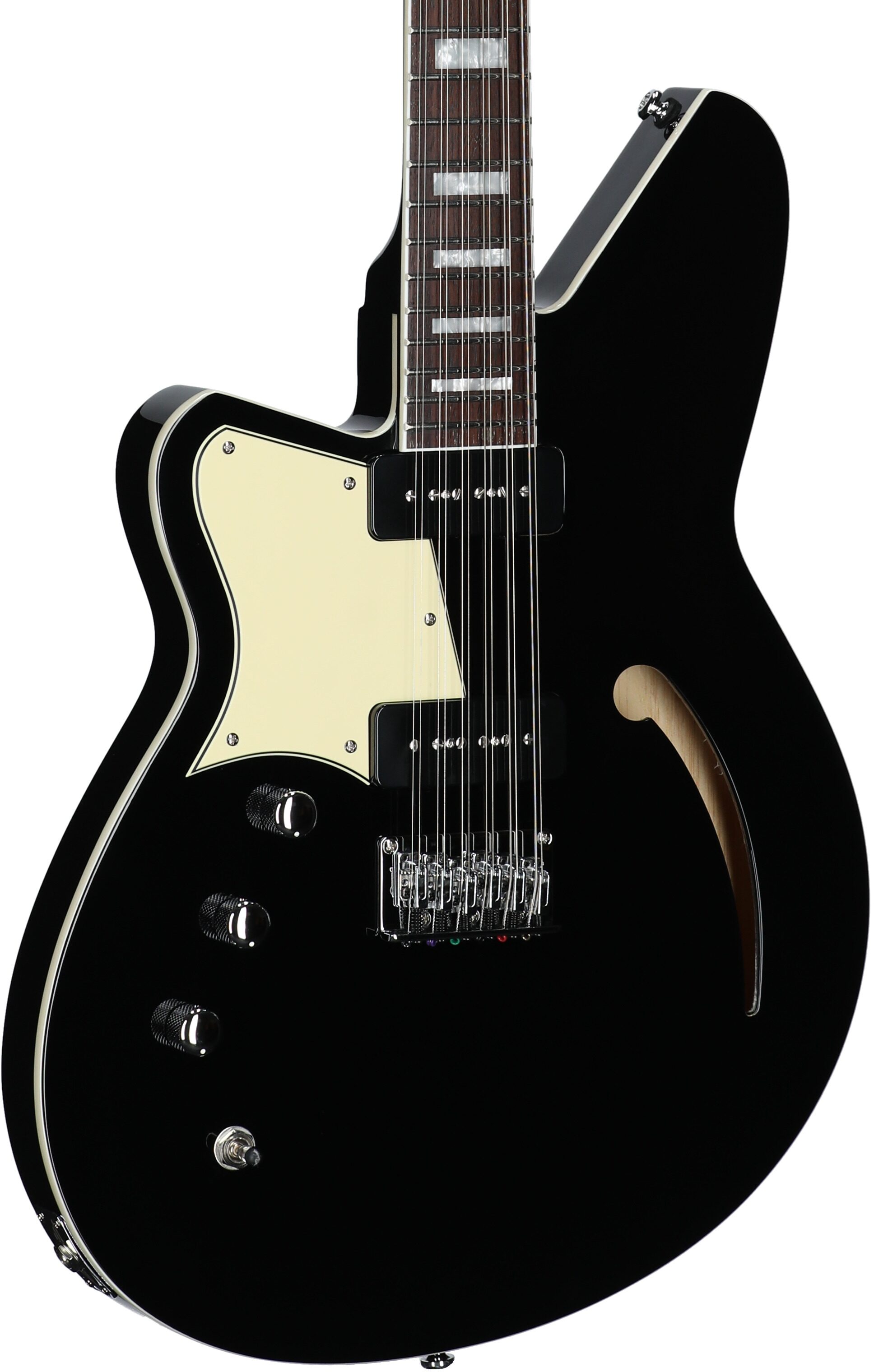 Reverend Airwave Electric Guitar, 12-String (Left-Handed), Midnight Black, Full Left Front