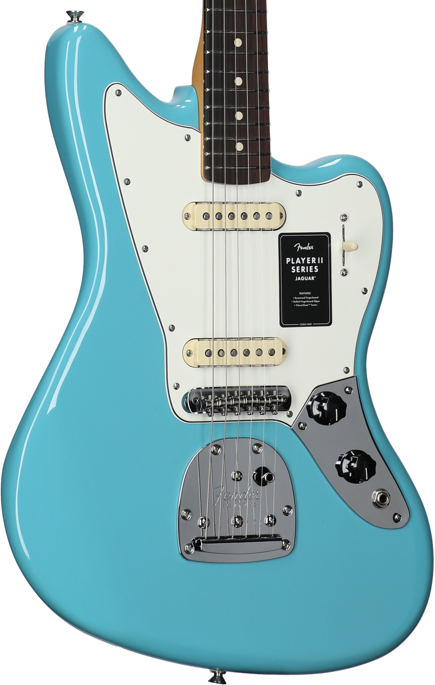Fender Player II Jaguar Electric Guitar, with Rosewood Fingerboard, Aquatone Blue, Full Left Front
