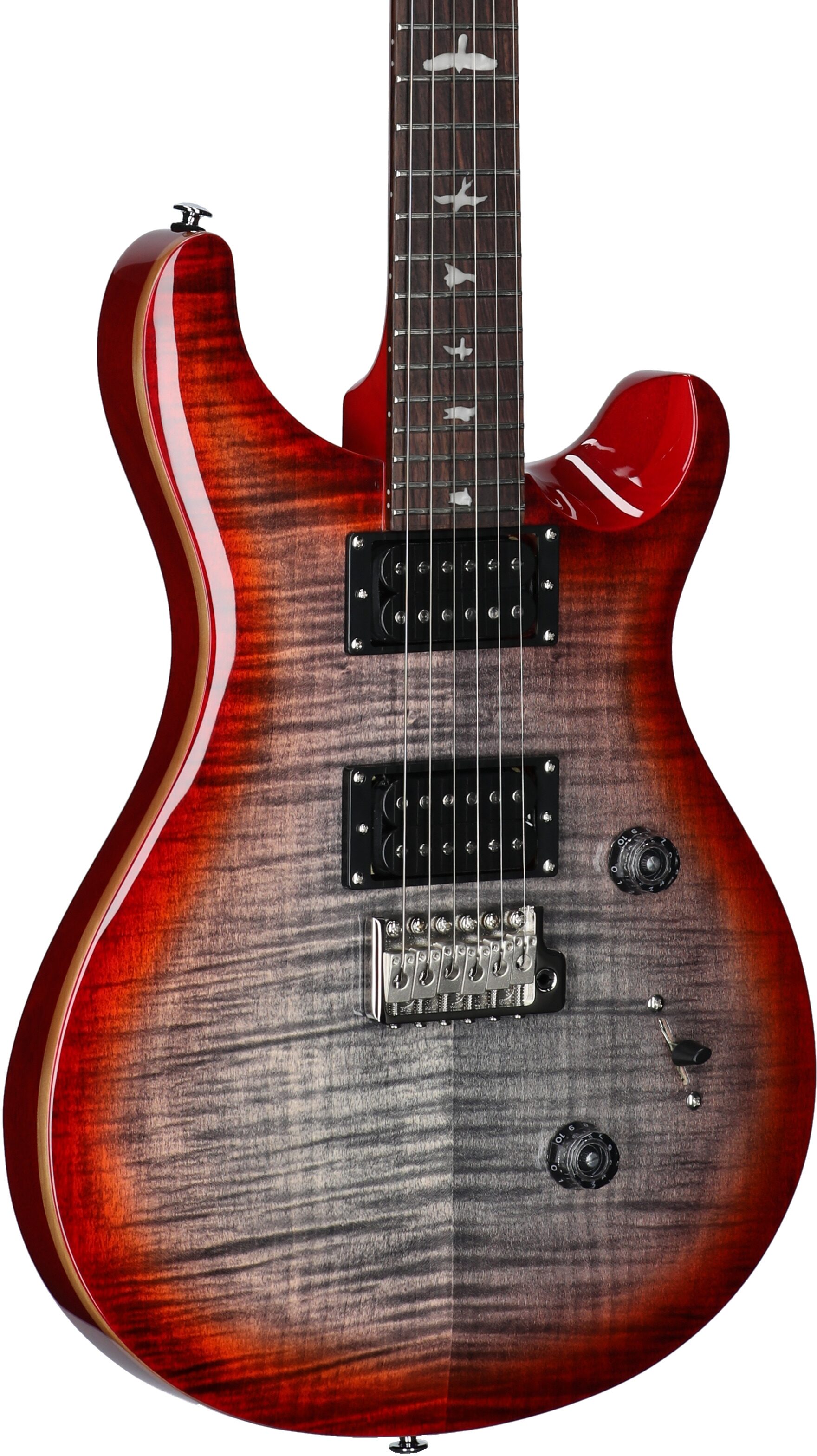 PRS Paul Reed Smith SE Custom 24 Electric Guitar (with Gig Bag), Charcoal Cherry Burst, Full Left Front