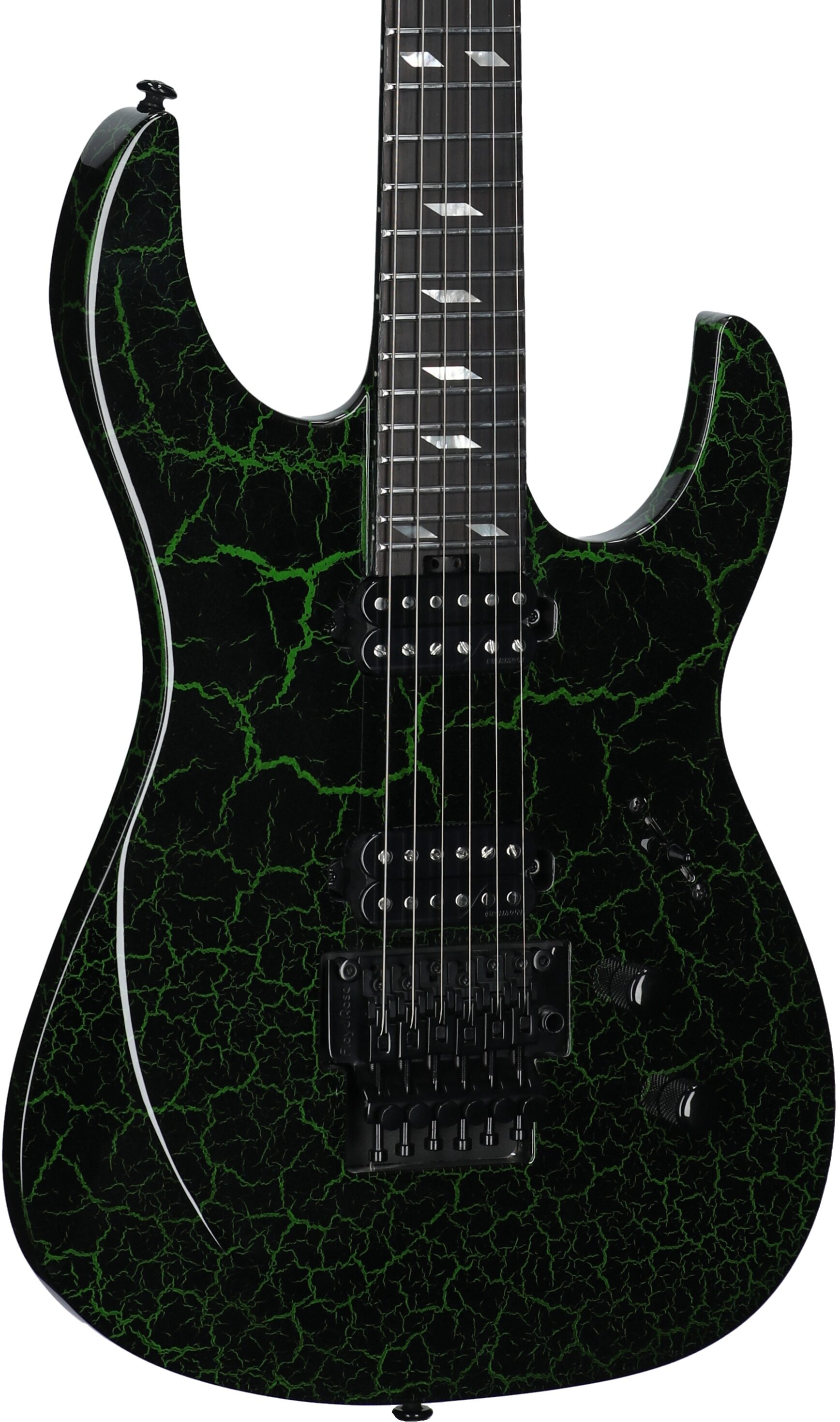 Legator Ninja 6 Floyd Rose Electric Guitar, Green Crackle , Full Left Front