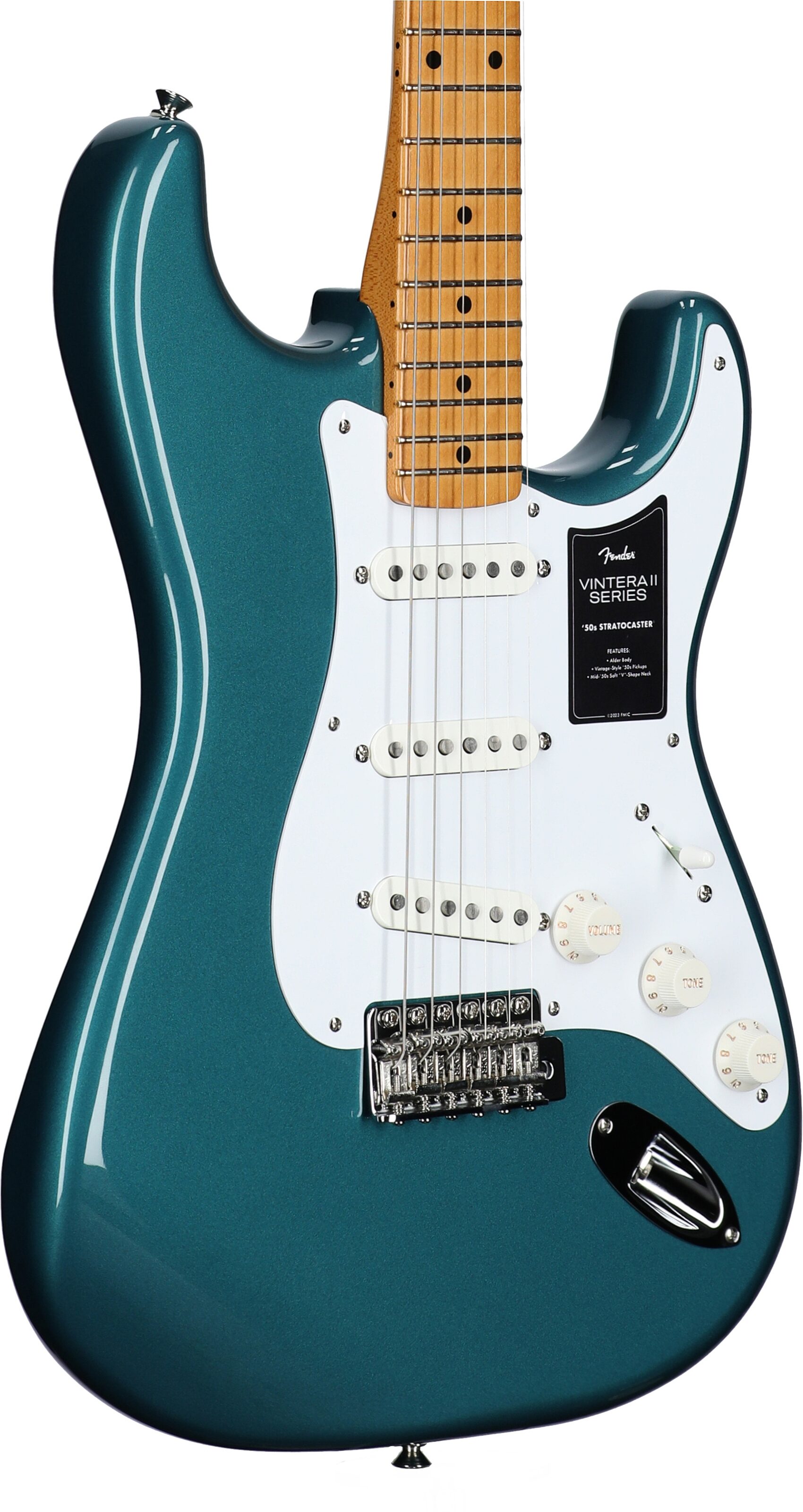 Fender Vintera II '50s Stratocaster Electric Guitar, Maple Fingerboard (with Gig Bag), Ocean Turquoise, Full Left Front