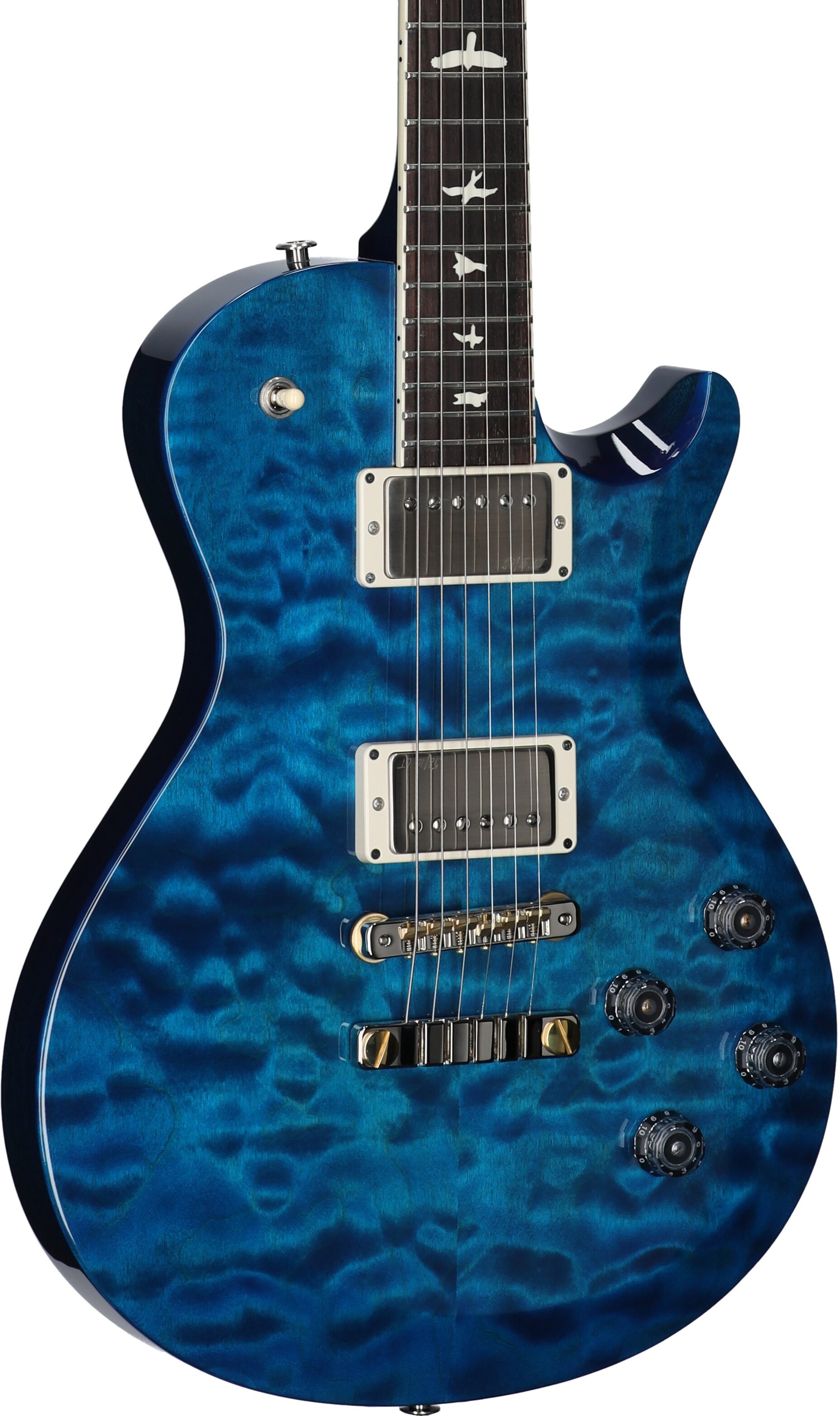 PRS Paul Reed Smith S2 McCarty 594 Singlecut Quilt Electric Guitar (with Gig Bag), Blue Matteo, Full Left Front