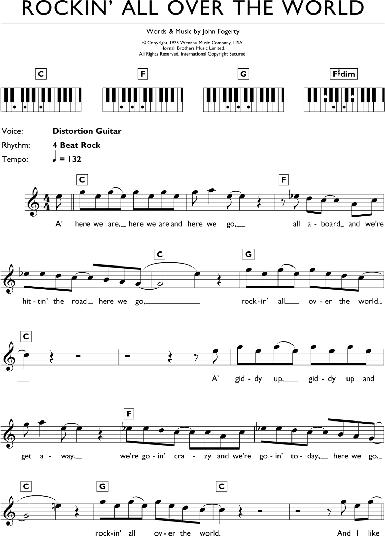 Rockin' All Over The World - Piano Chords/Lyrics | zZounds