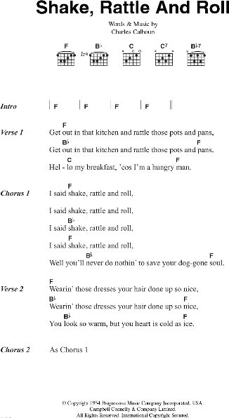 Shake, Rattle And Roll - Guitar Chords/Lyrics, Main