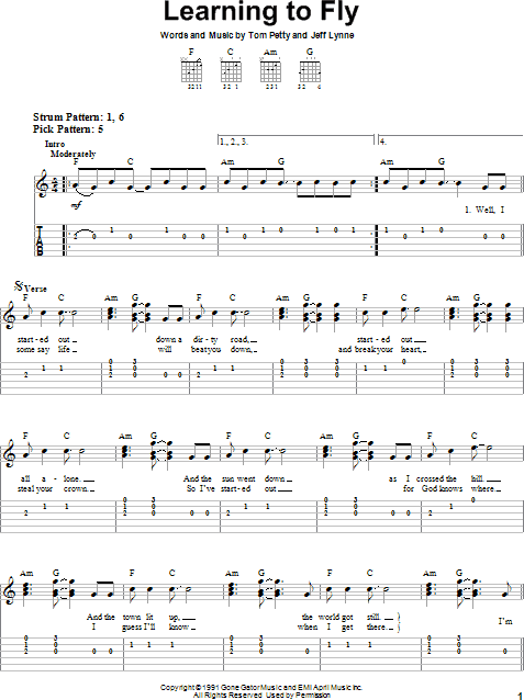 Learning To Fly Sheet Music  Tom Petty And The Heartbreakers