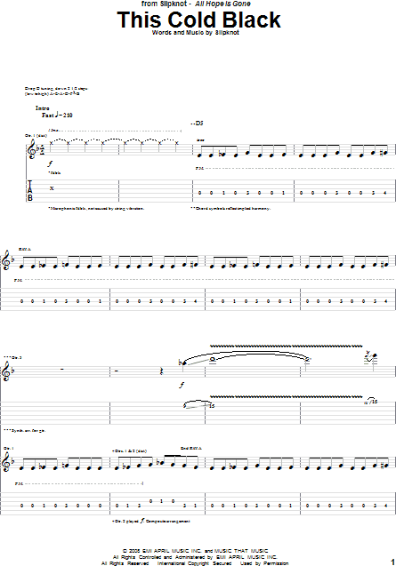 This Cold Black - Guitar TAB, New, Main