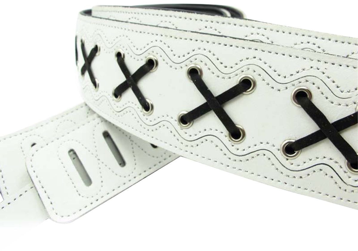 Vorson X Design Premium Leather Guitar Strap, White 1