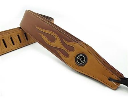 Vorson Leather Flame Guitar Strap, Brown