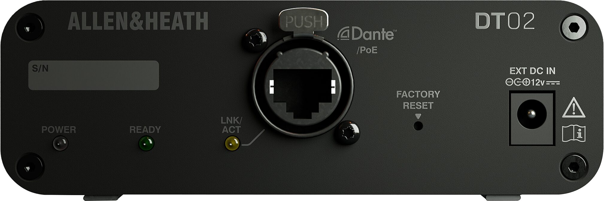 Allen and Heath DT02 Dante to XLR Output Interface, Action Position Back