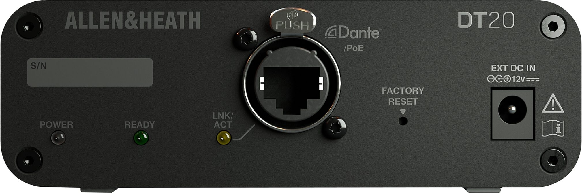 Allen and Heath DT20 XLR to Dante Input Interface, Action Position Back