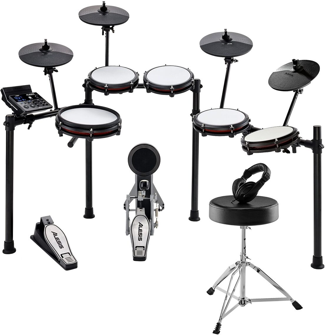 Alesis Nitro Max Electronic Drum Set, 8-Piece, With Alesis Drum Essentials Pack and Nitro Max Expansion Kit, ve