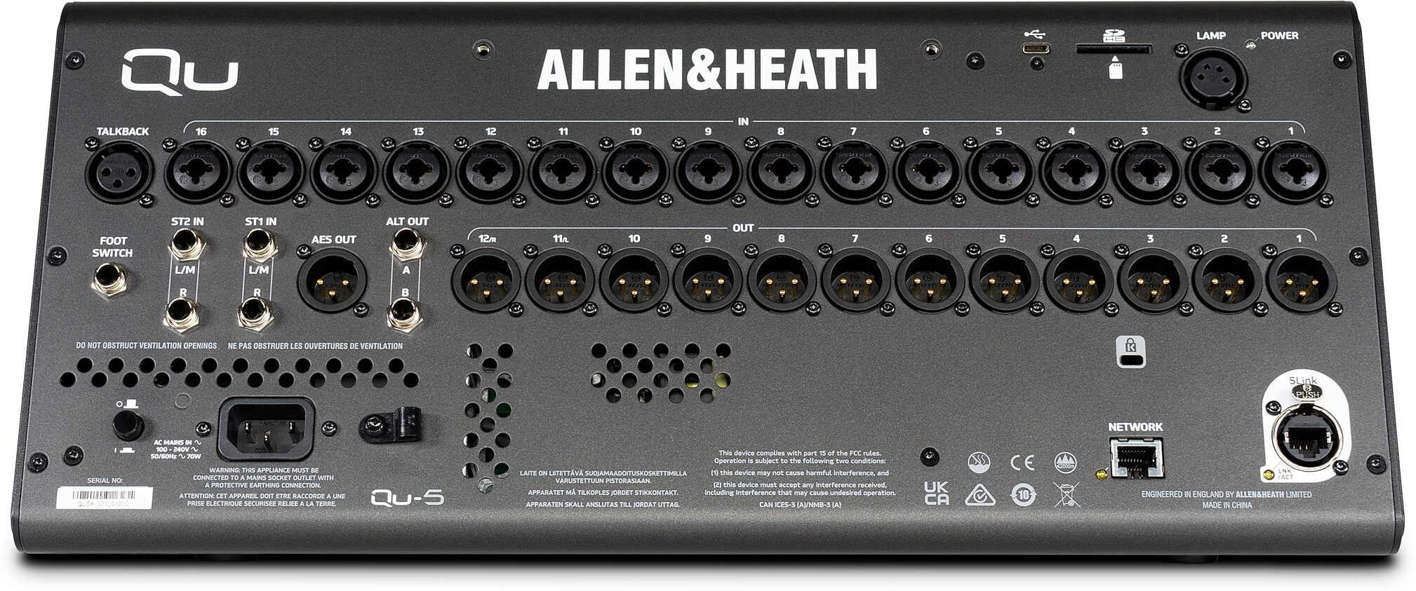 Allen and Heath Qu-5 32-Channel Digital Mixer, New, Action Position Back