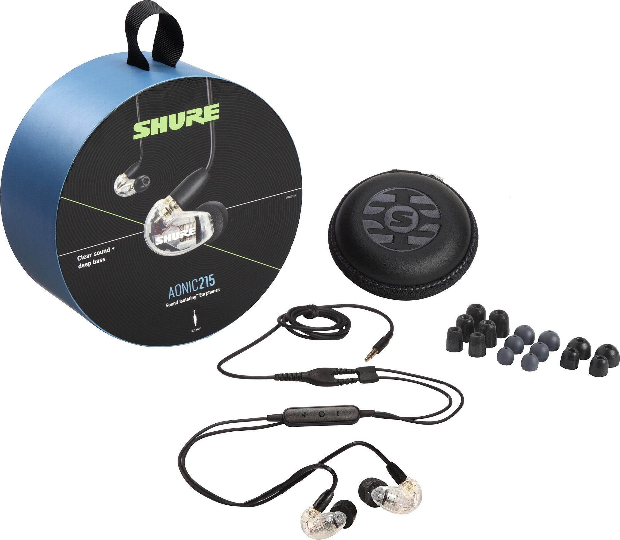 Shure AONIC 215 Sound Isolating Earphones, Clear, SE215DYCL+UNI, Open Box (Very Good), Detail Side