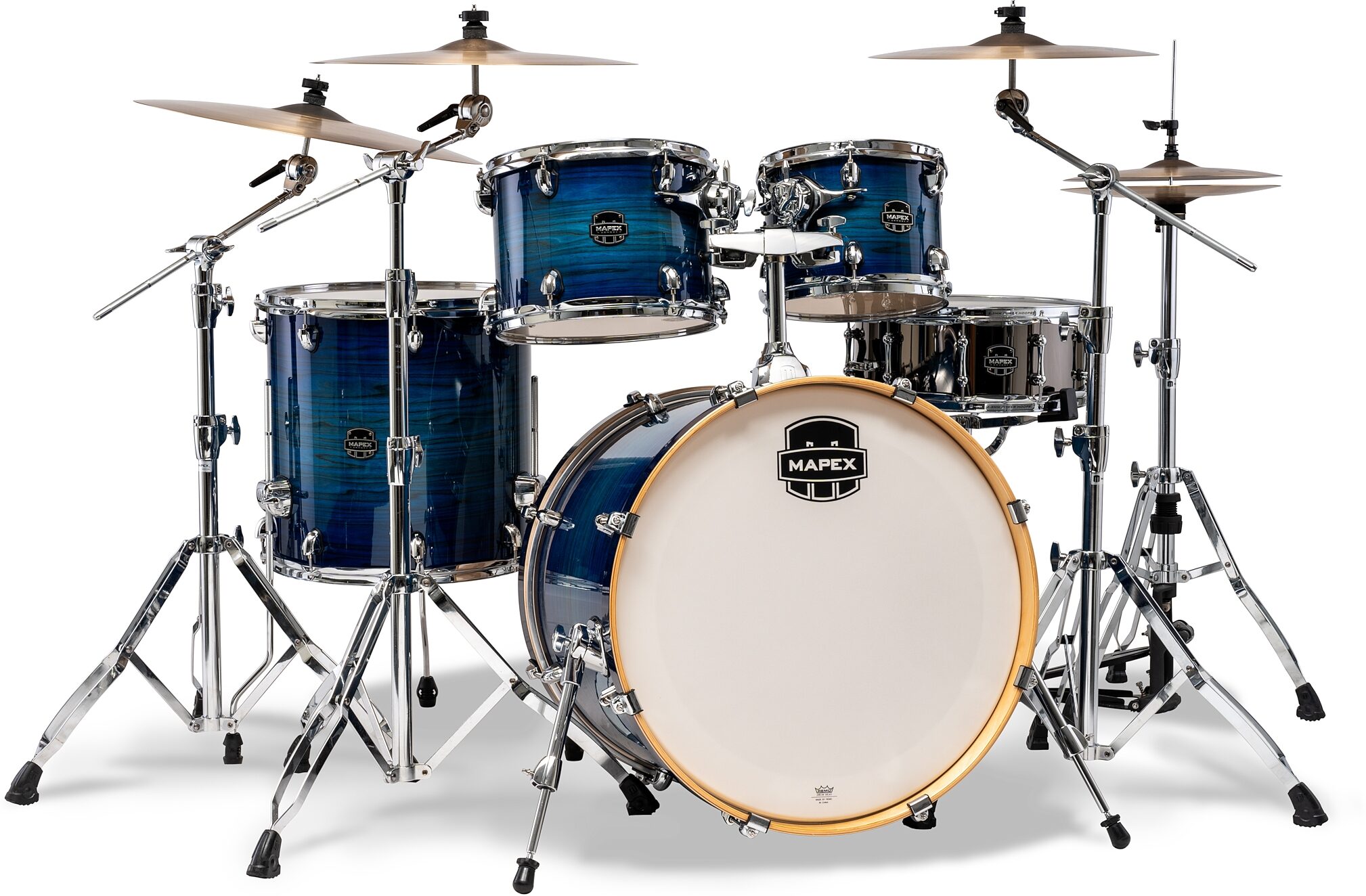 Mapex Armory Studioease F/T Drum Shell Kit, 6-Piece, Blue Wave Burst, Action Position Back