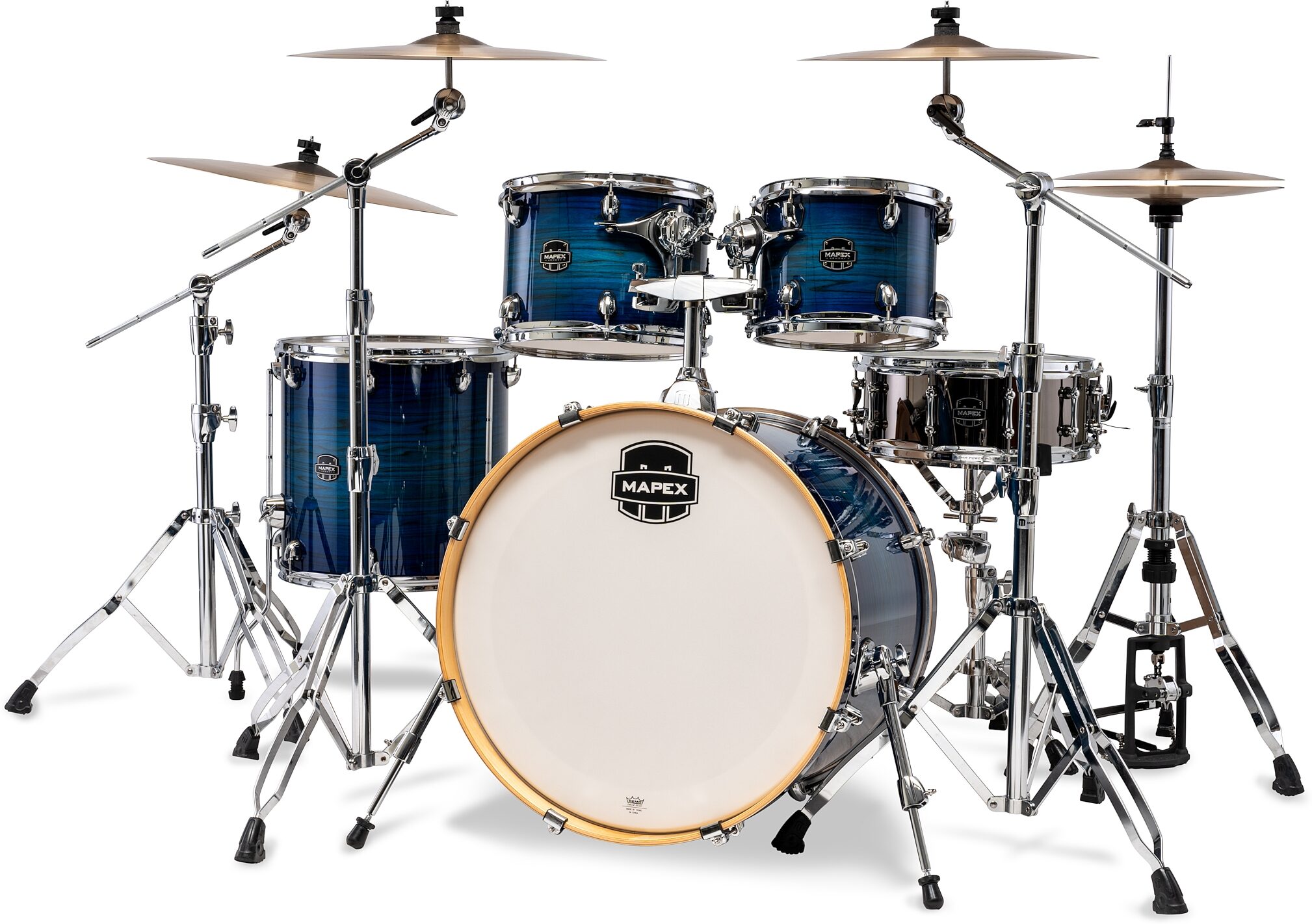 Mapex Armory Studioease F/T Drum Shell Kit, 6-Piece, Blue Wave Burst, Action Position Back