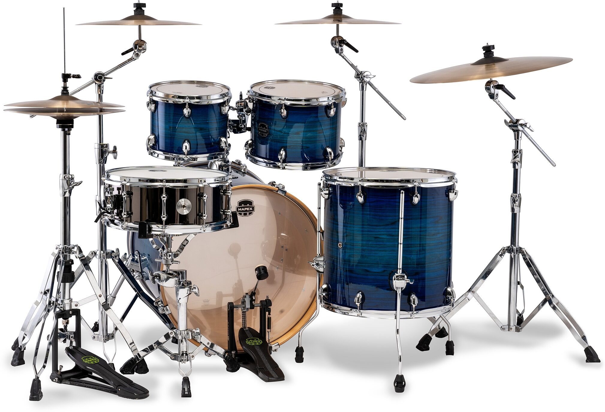 Mapex Armory Studioease F/T Drum Shell Kit, 6-Piece, Blue Wave Burst, Action Position Back
