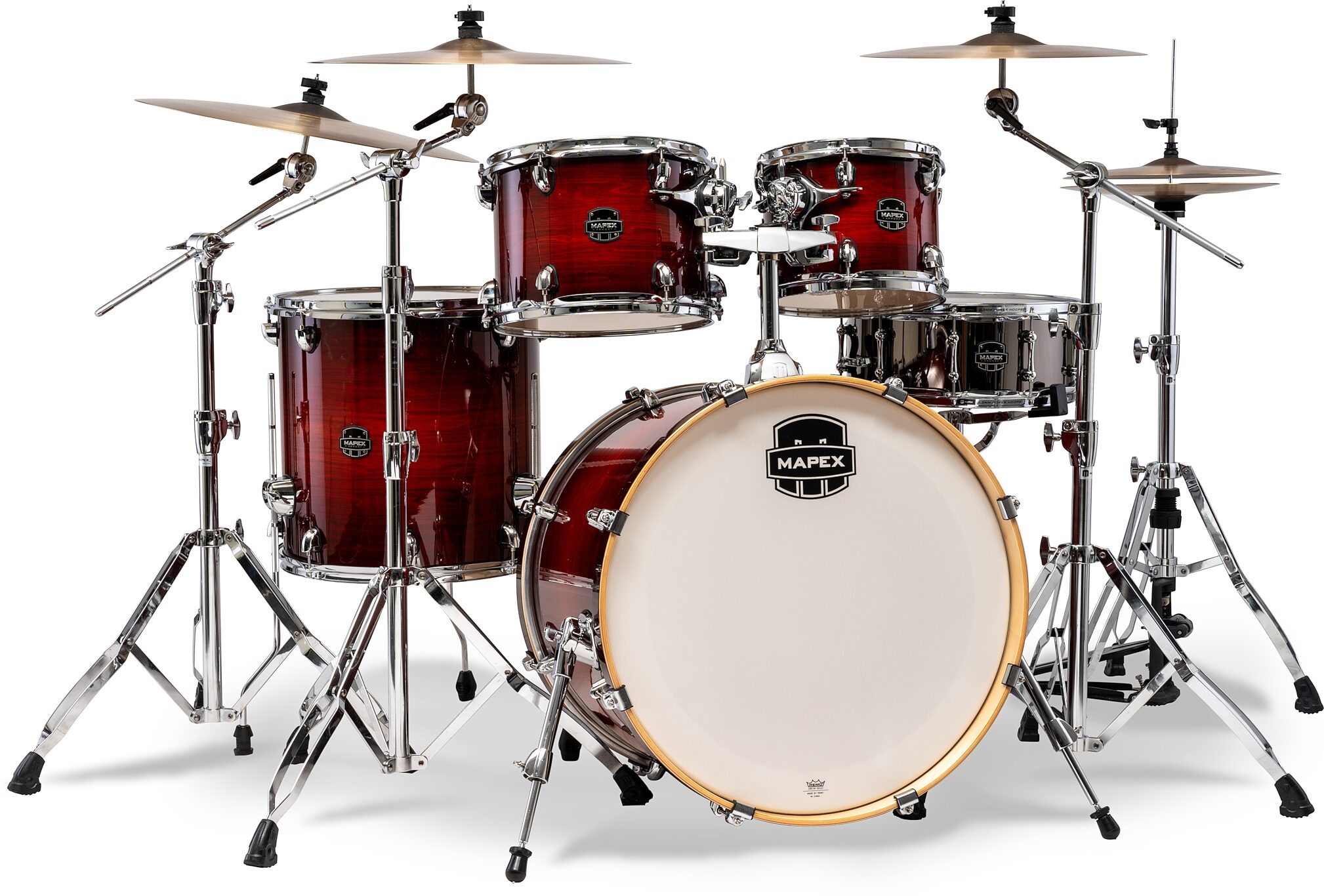 Mapex Armory Rock Drum Shell Kit, 5-Piece, Red Onyx Burst, Action Position Back