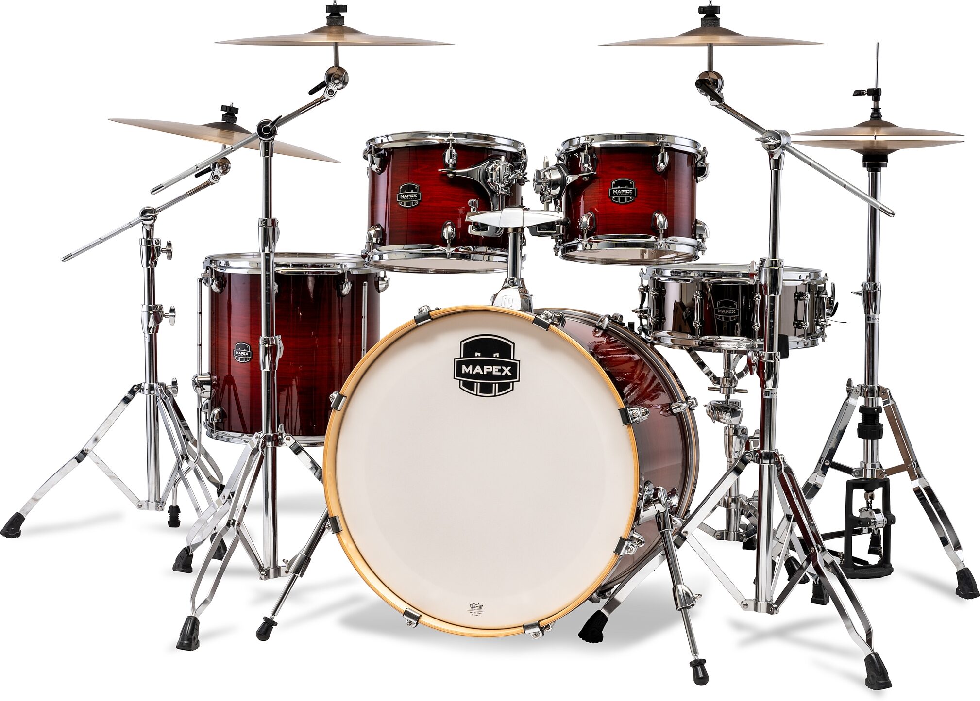 Mapex Armory Rock Drum Shell Kit, 5-Piece, Red Onyx Burst, Action Position Back