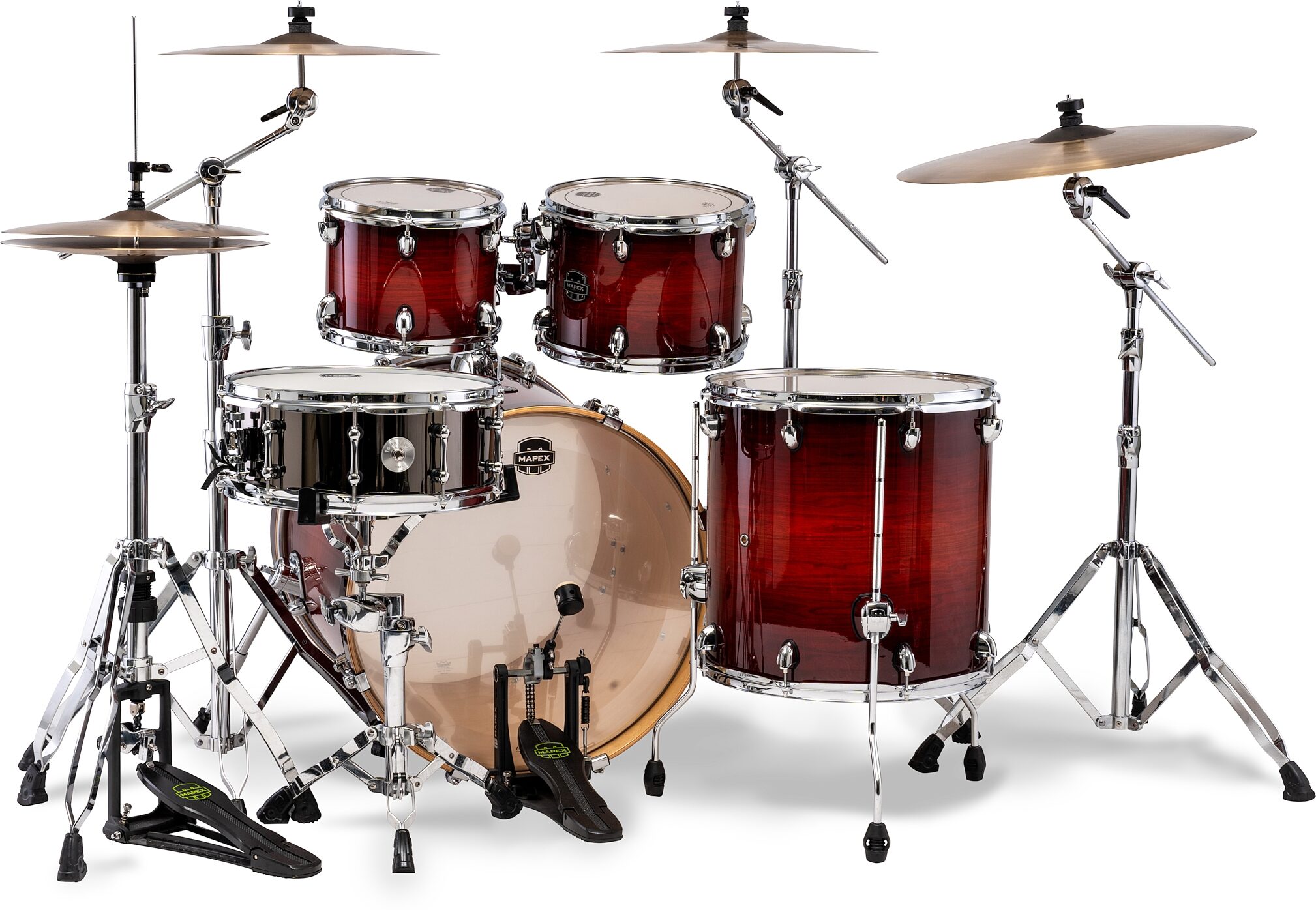 Mapex Armory Rock Drum Shell Kit, 5-Piece, Red Onyx Burst, Action Position Back