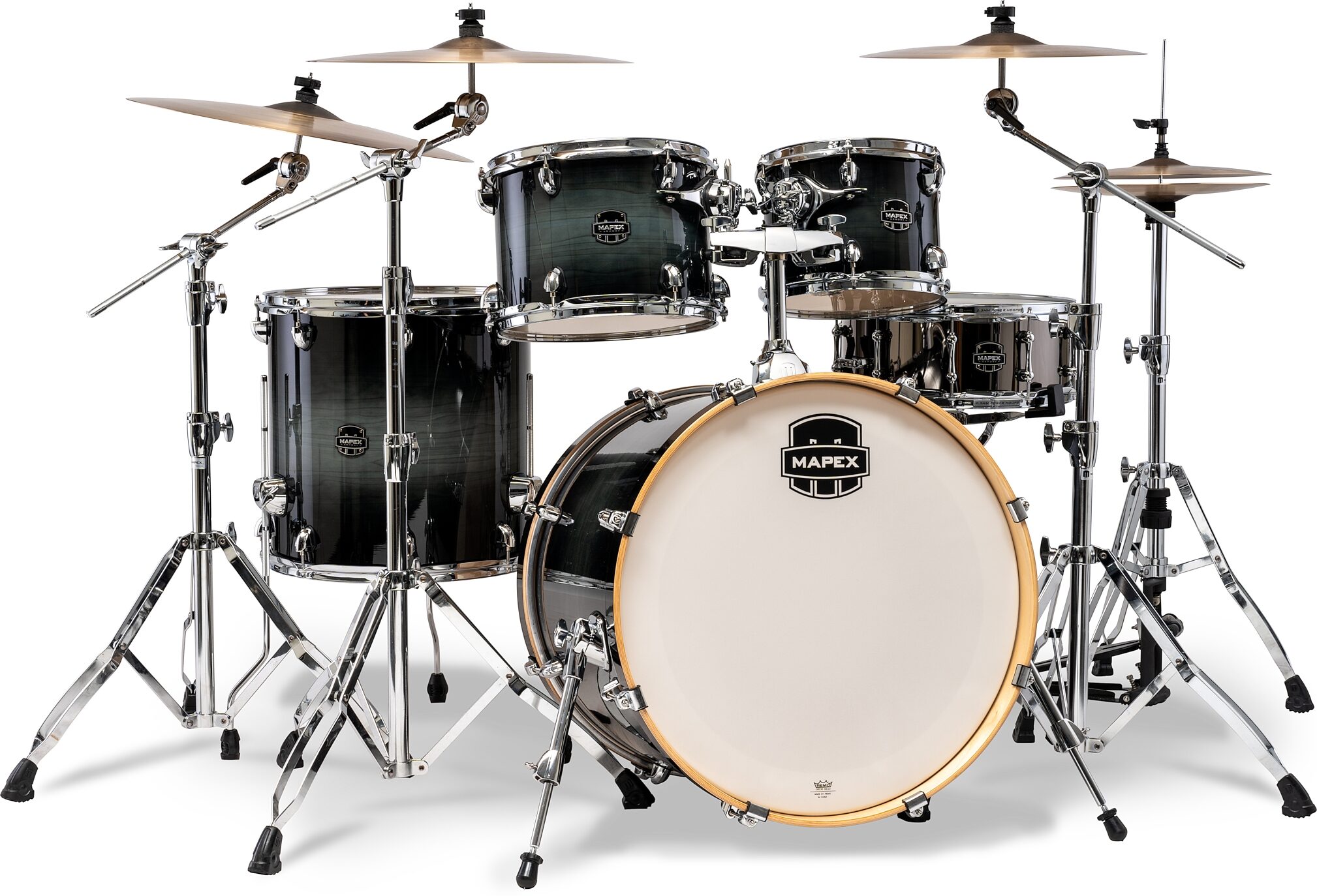 Mapex Armory Studioease F/T Drum Shell Kit, 6-Piece, Black Onyx Burst, Action Position Back