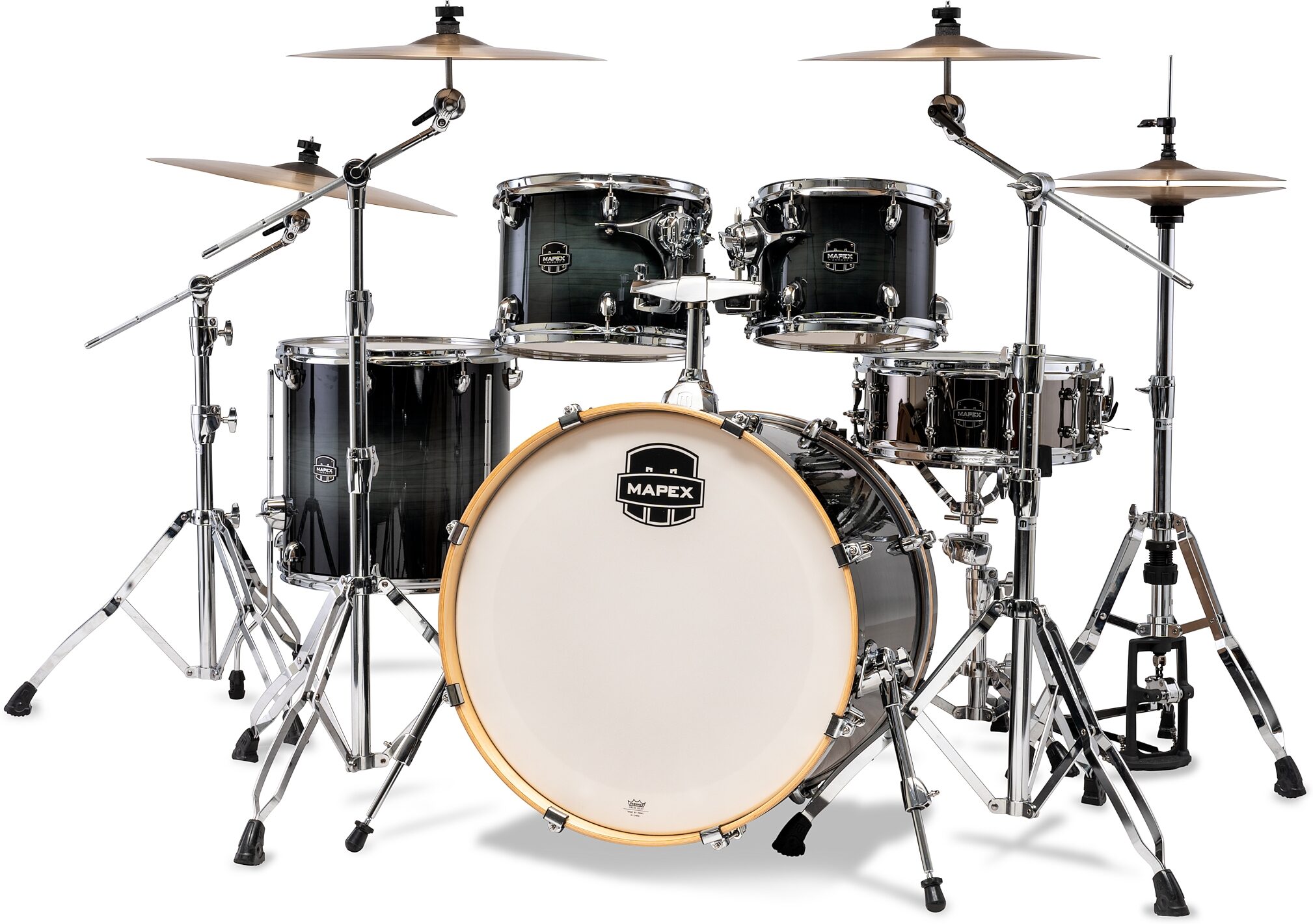 Mapex Armory Studioease F/T Drum Shell Kit, 6-Piece, Black Onyx Burst, Action Position Back