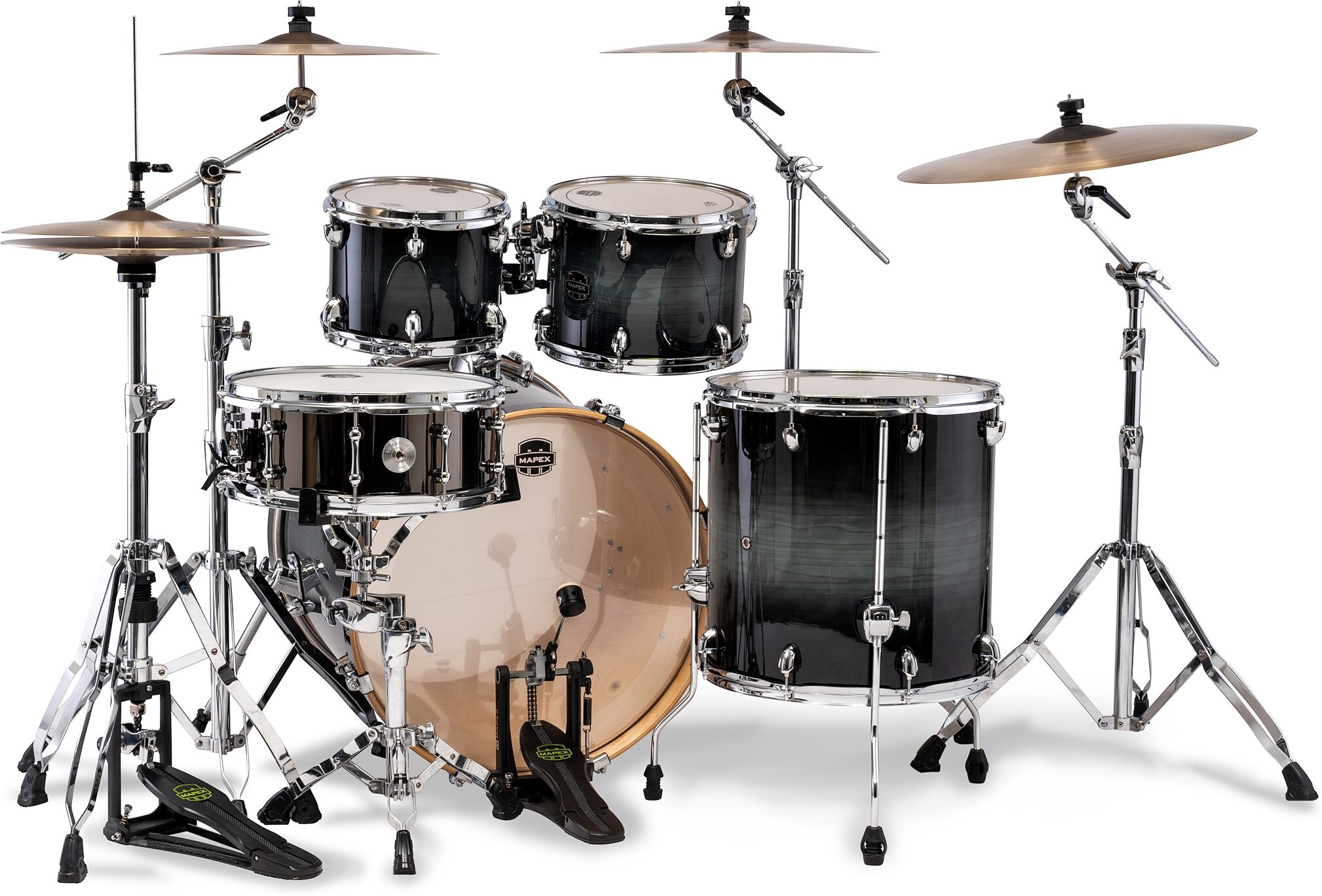 Mapex Armory Studioease F/T Drum Shell Kit, 6-Piece, Black Onyx Burst, Action Position Back