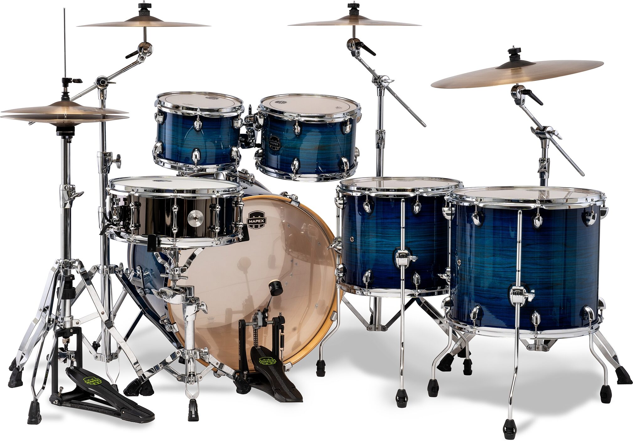 Mapex Armory Studioease Fast Tom Drum Shell Kit, 6-Piece, Blue Wave Burst, Action Position Back