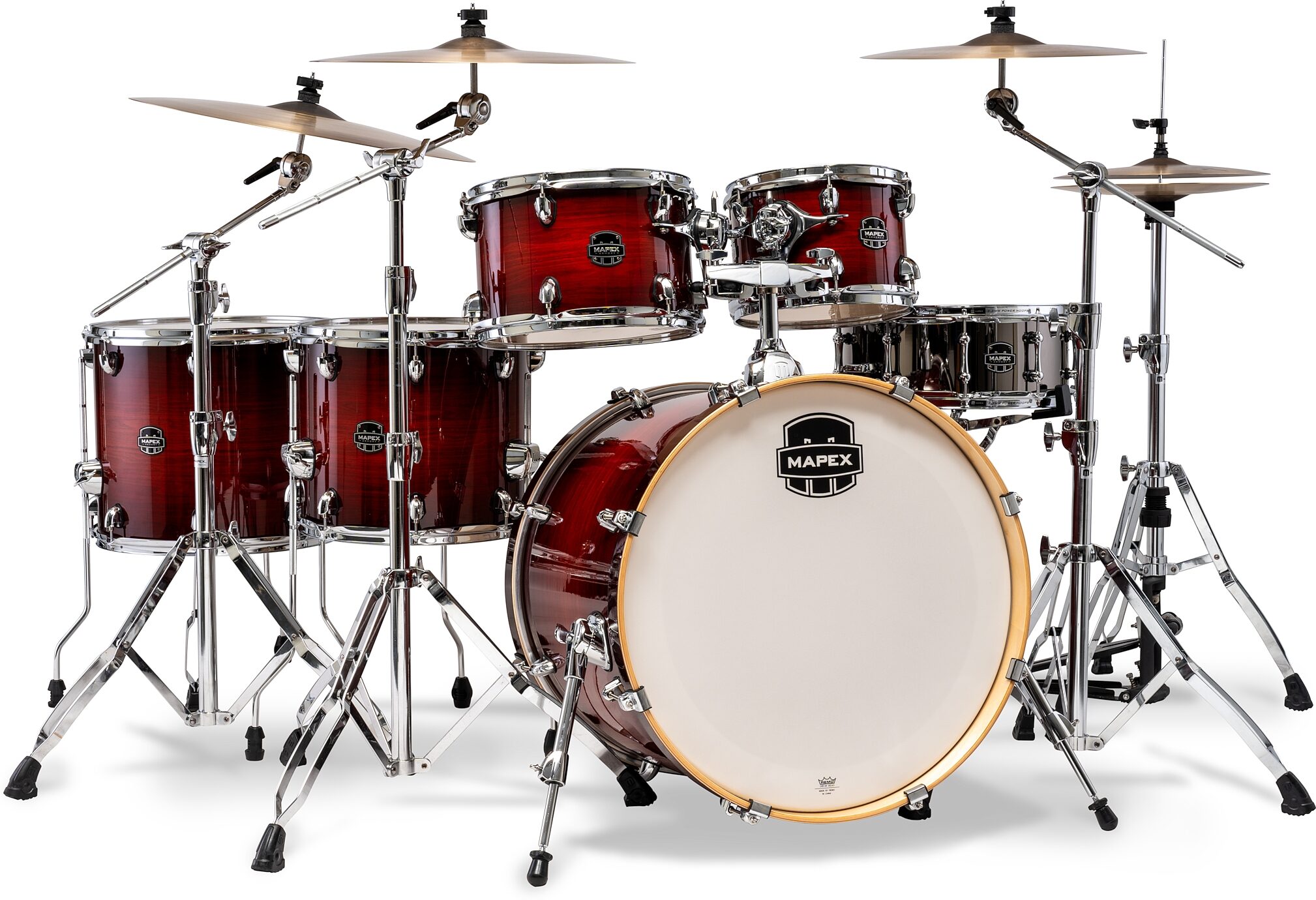 Mapex Armory Studioease Fast Tom Drum Shell Kit, 6-Piece, Red Onyx Burst, Action Position Back