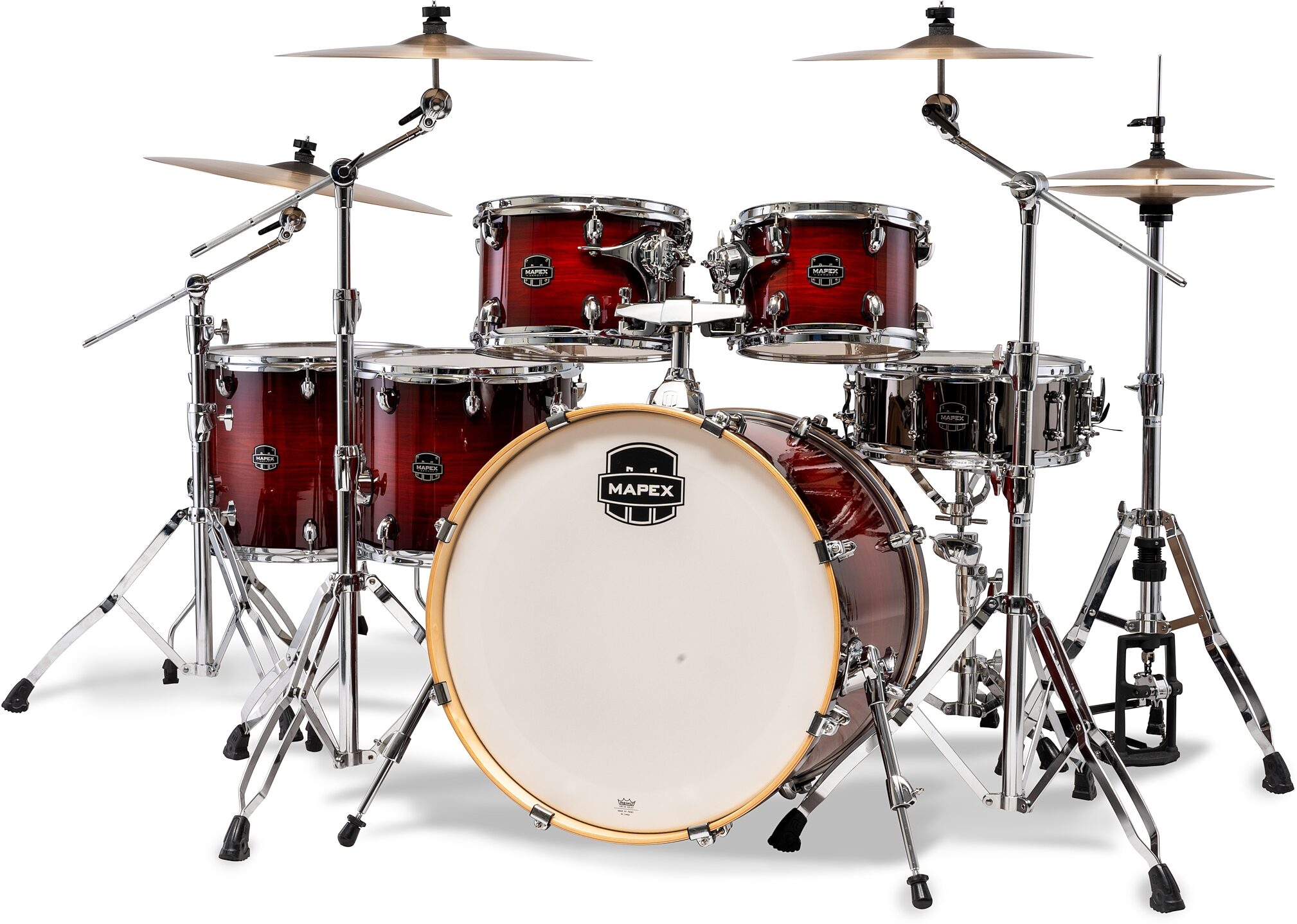 Mapex Armory Studioease Fast Tom Drum Shell Kit, 6-Piece, Red Onyx Burst, Action Position Back