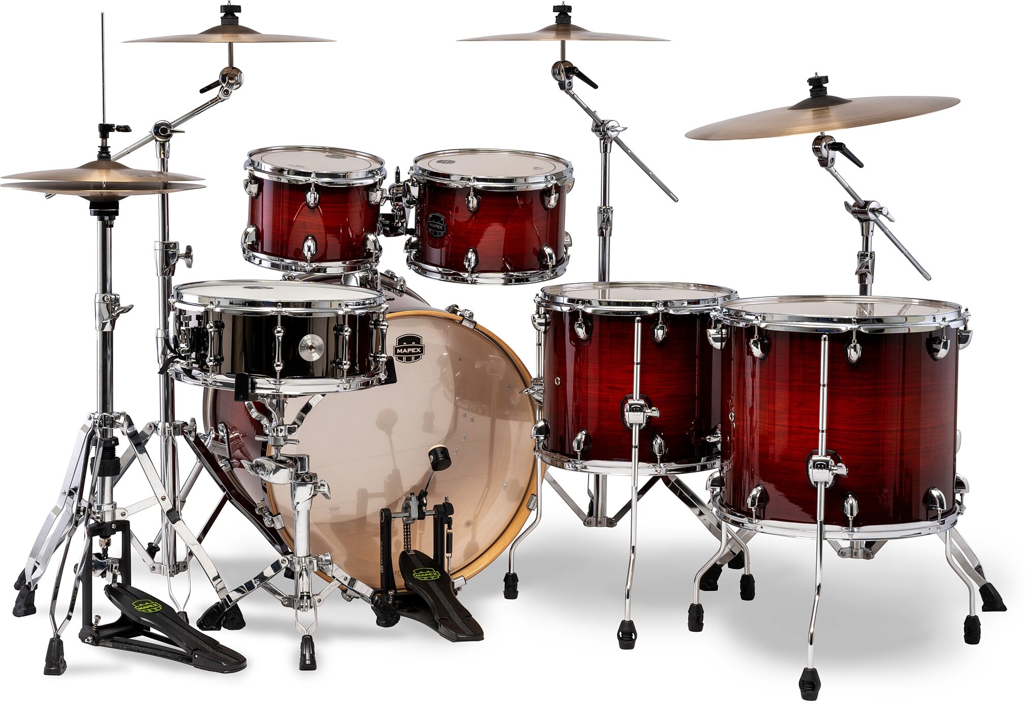 Mapex Armory Studioease Fast Tom Drum Shell Kit, 6-Piece, Red Onyx Burst, Action Position Back