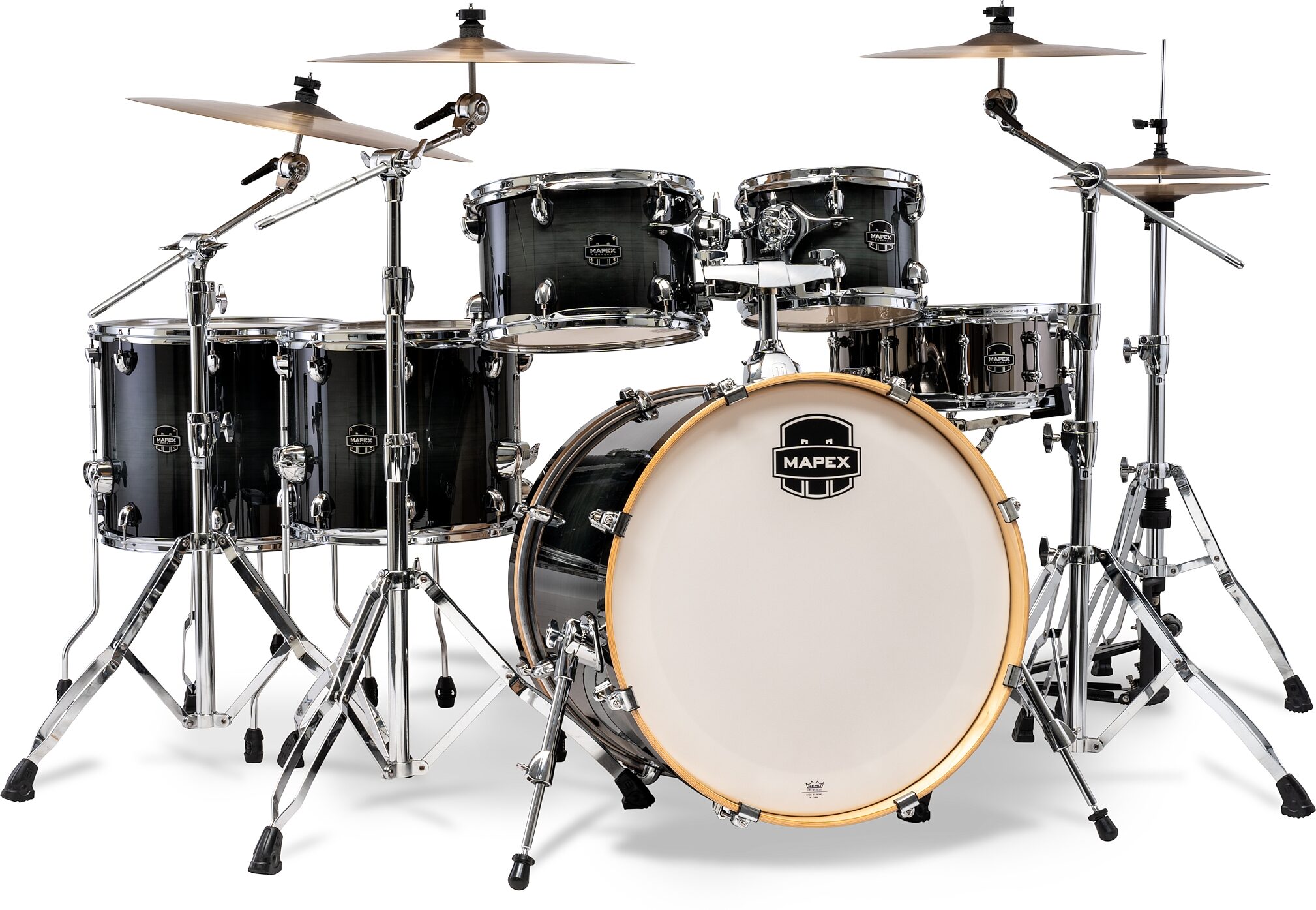 Mapex Armory Studioease Fast Tom Drum Shell Kit, 6-Piece, Black Onyx Burst, Action Position Back