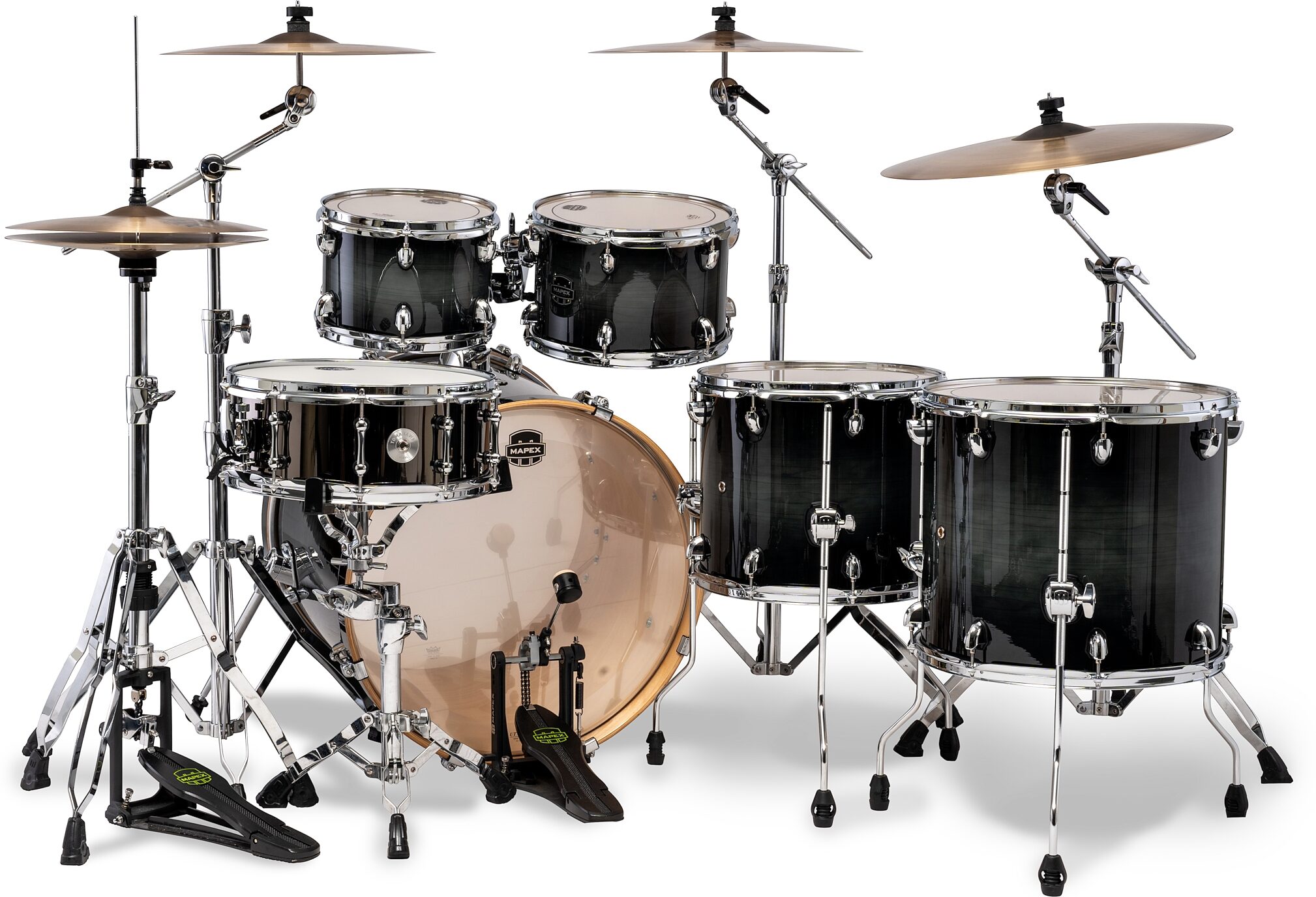 Mapex Armory Studioease Fast Tom Drum Shell Kit, 6-Piece, Black Onyx Burst, Action Position Back