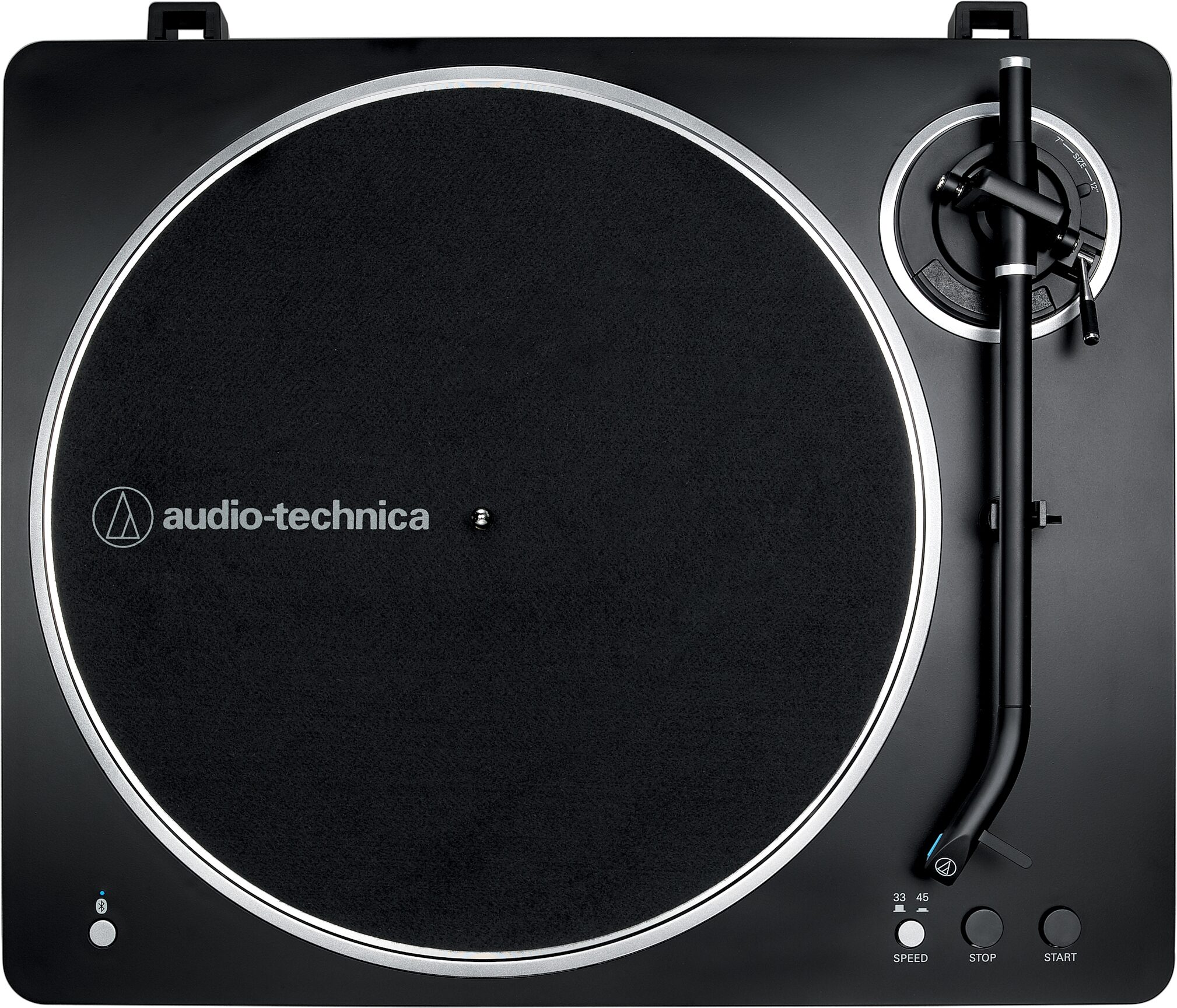 Audio-Technica AT-LP70XBT Fully Automatic Belt-Drive Turntable with Bluetooth, Black/Silver, AT-LP70XBT-BS, Action Position Front