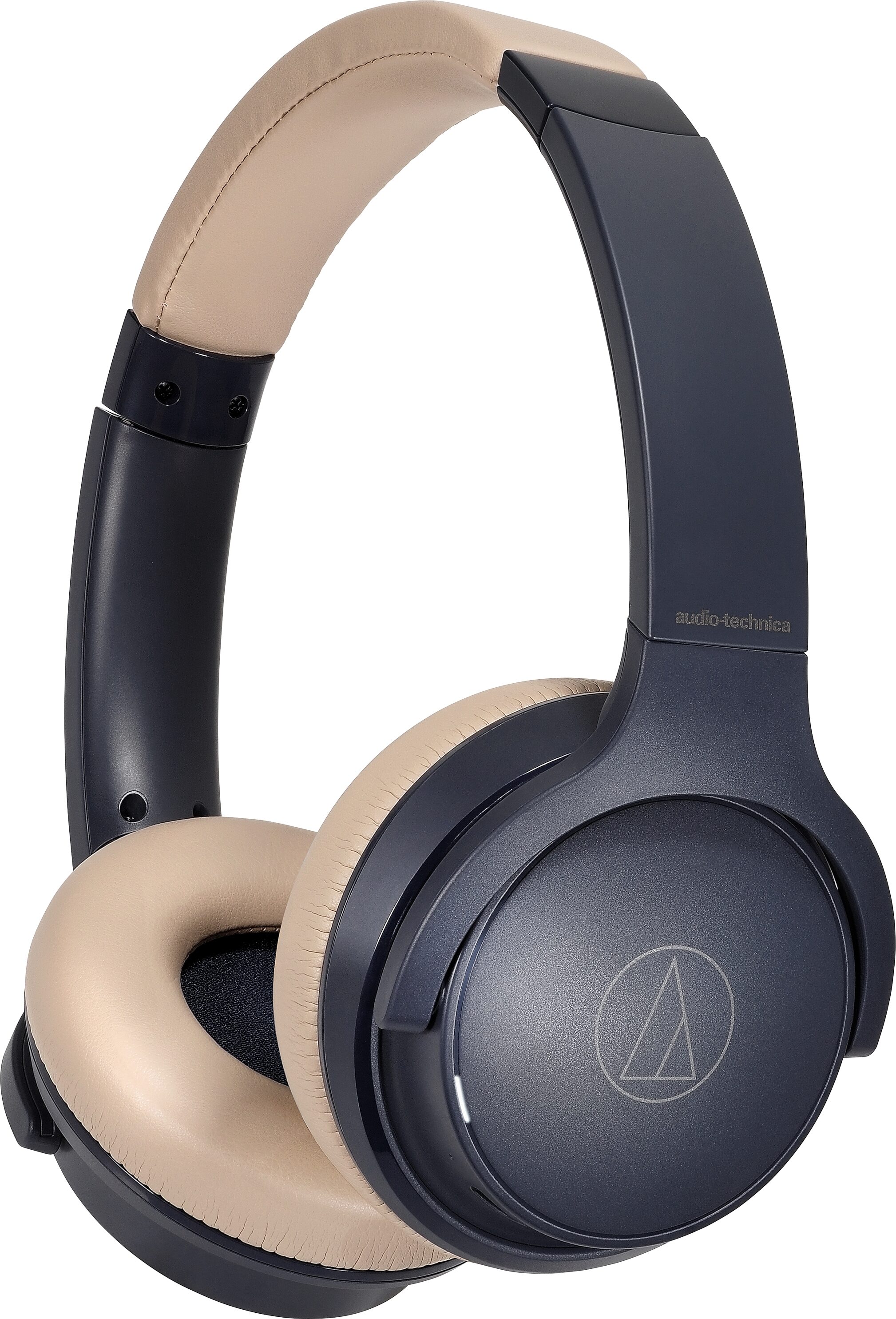 Audio-Technica ATH-S220BT Wireless On-Ear Headphones, Navy Beige, ATH-S220BTNBG, Action Position Front