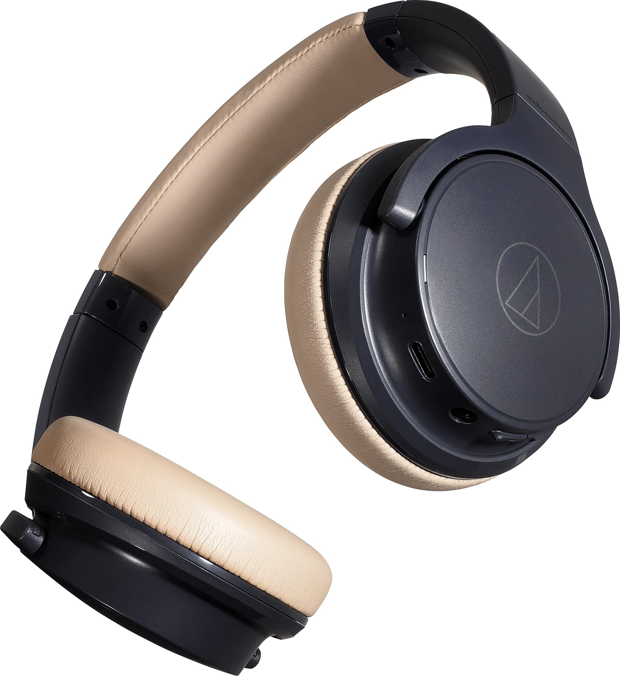 Audio-Technica ATH-S220BT Wireless On-Ear Headphones, Navy Beige, ATH-S220BTNBG, Action Position Front