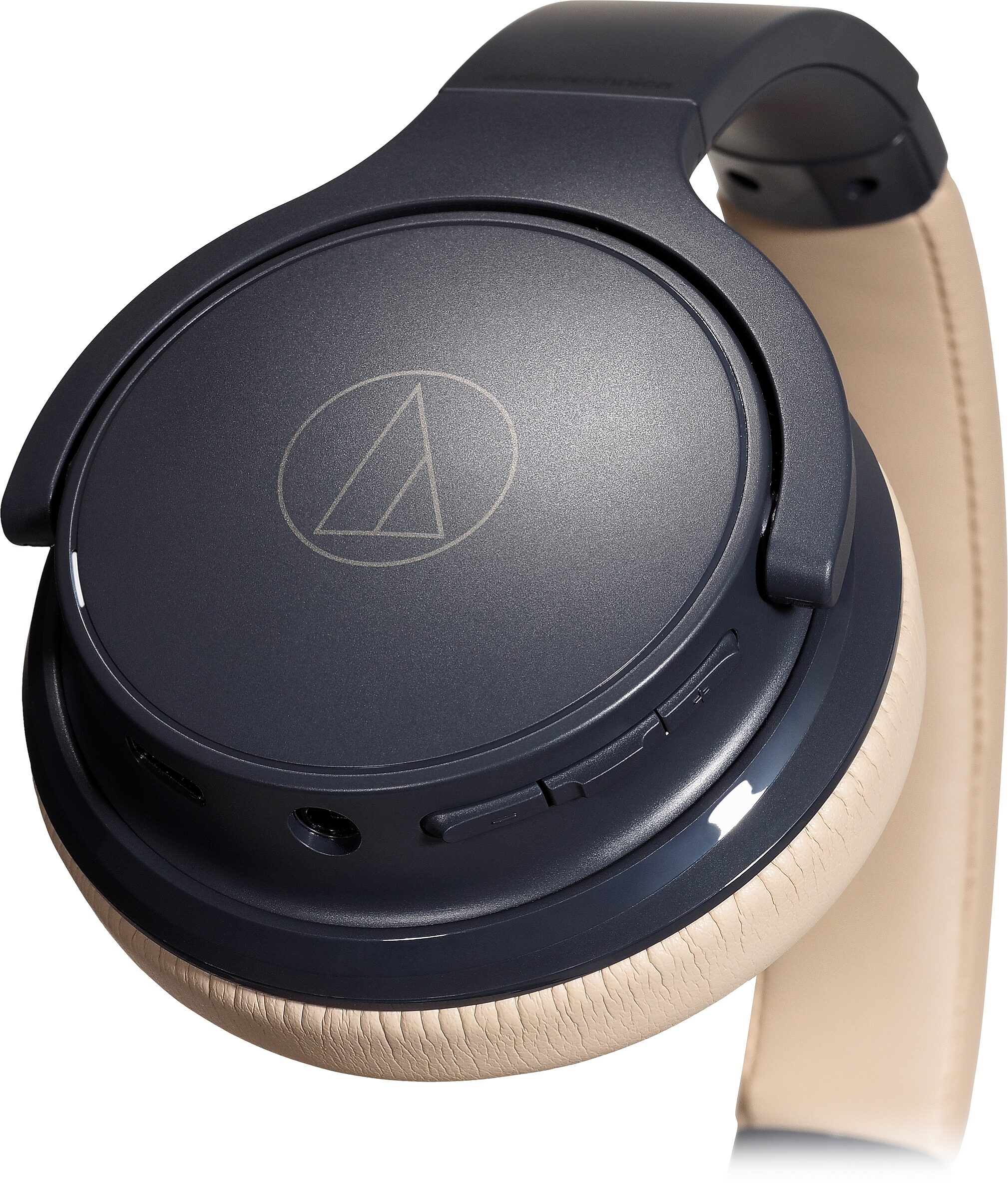 Audio-Technica ATH-S220BT Wireless On-Ear Headphones, Navy Beige, ATH-S220BTNBG, Action Position Front