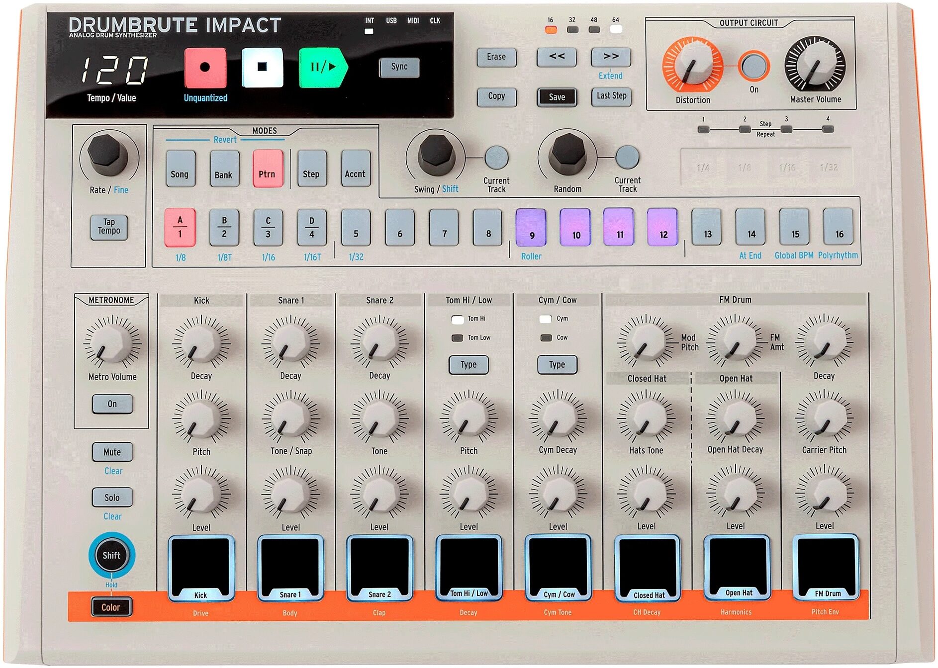 Arturia DrumBrute Impact 1984 Drum Machine, New, Action Position Back