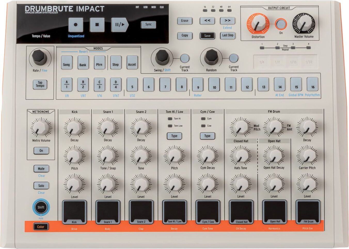 Arturia DrumBrute Impact 1984 Drum Machine, New, Action Position Back