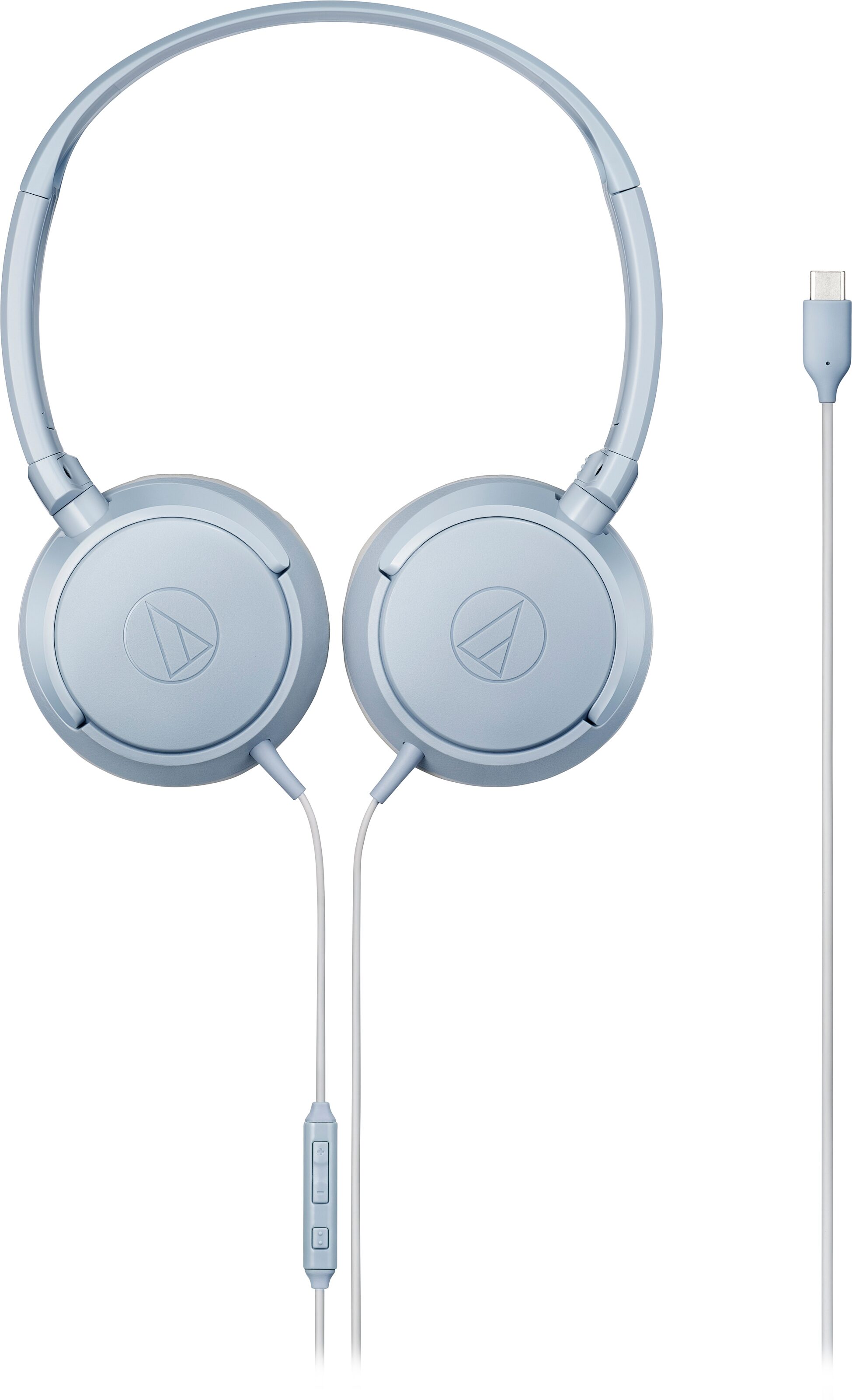 Audio-Technica ATH-S120C USB-C On-Ear Headphones, Blue-Gray, ATH-S120C-GY, Action Position Front
