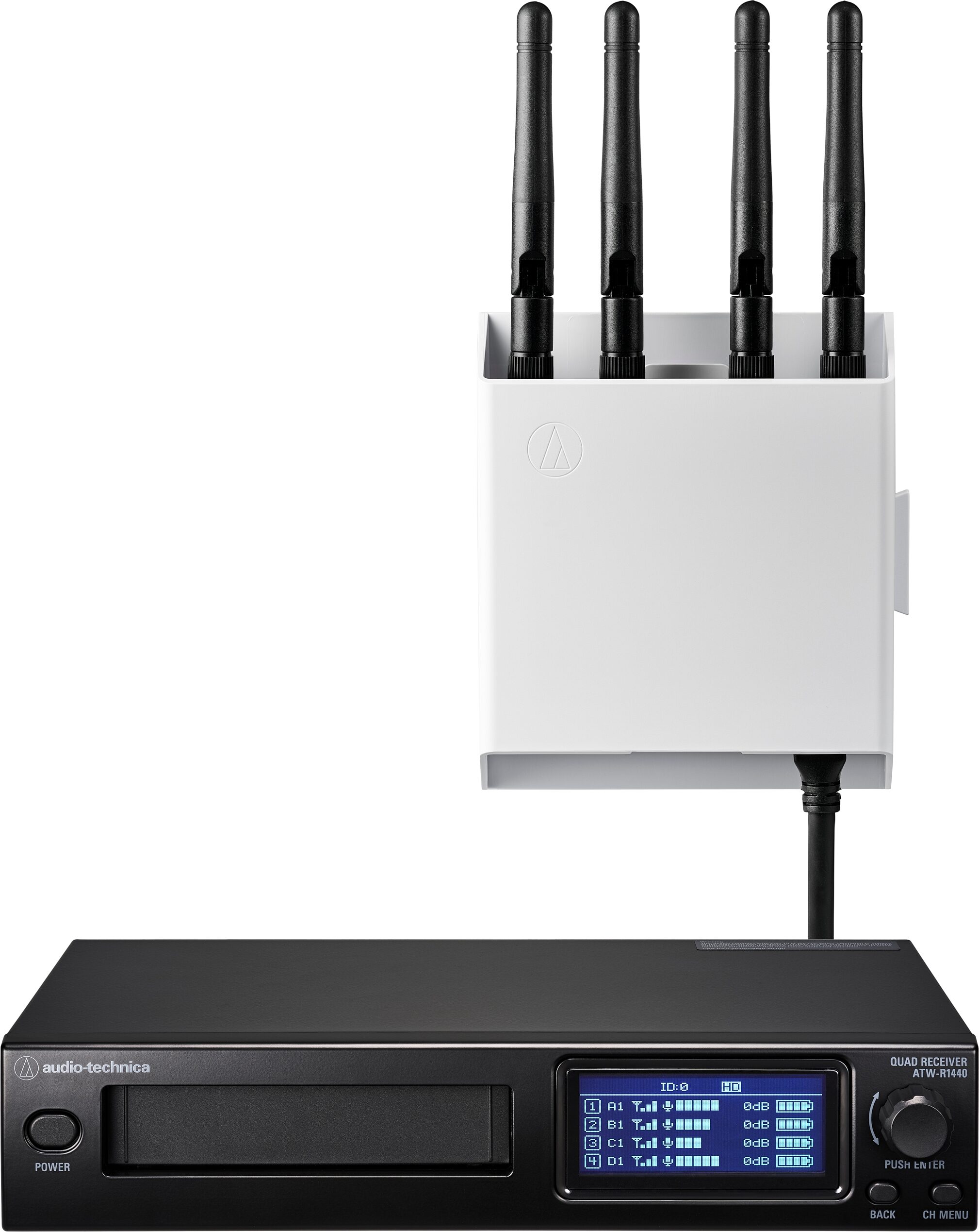 Audio-Technica ATW-1423/L System 20 PRO Dual Combination Wireless Lavalier and Handheld Microphone System, New, Action Position Back