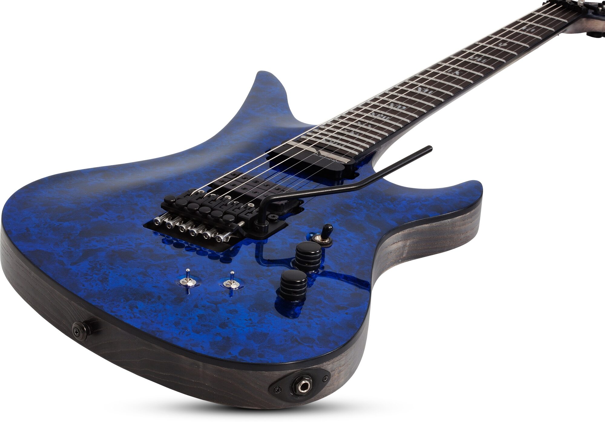 Schecter Avenger FR-S Apocalypse Electric Guitar, Blue Reign, Open Box (Very Good), Action Position Back