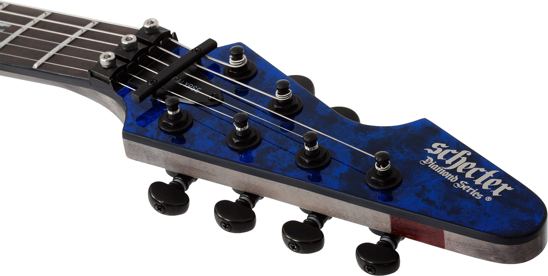 Schecter Avenger FR-S Apocalypse Electric Guitar, Blue Reign, Open Box (Very Good), Action Position Back