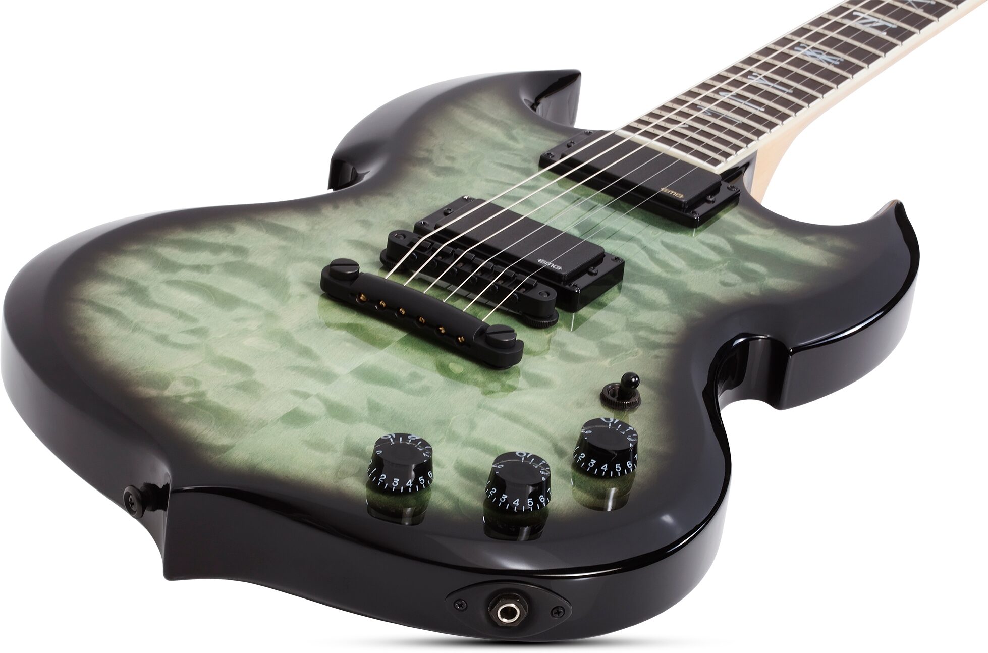 Wylde Audio Barbarian Nordic Ice Electric Guitar, Action Position Back